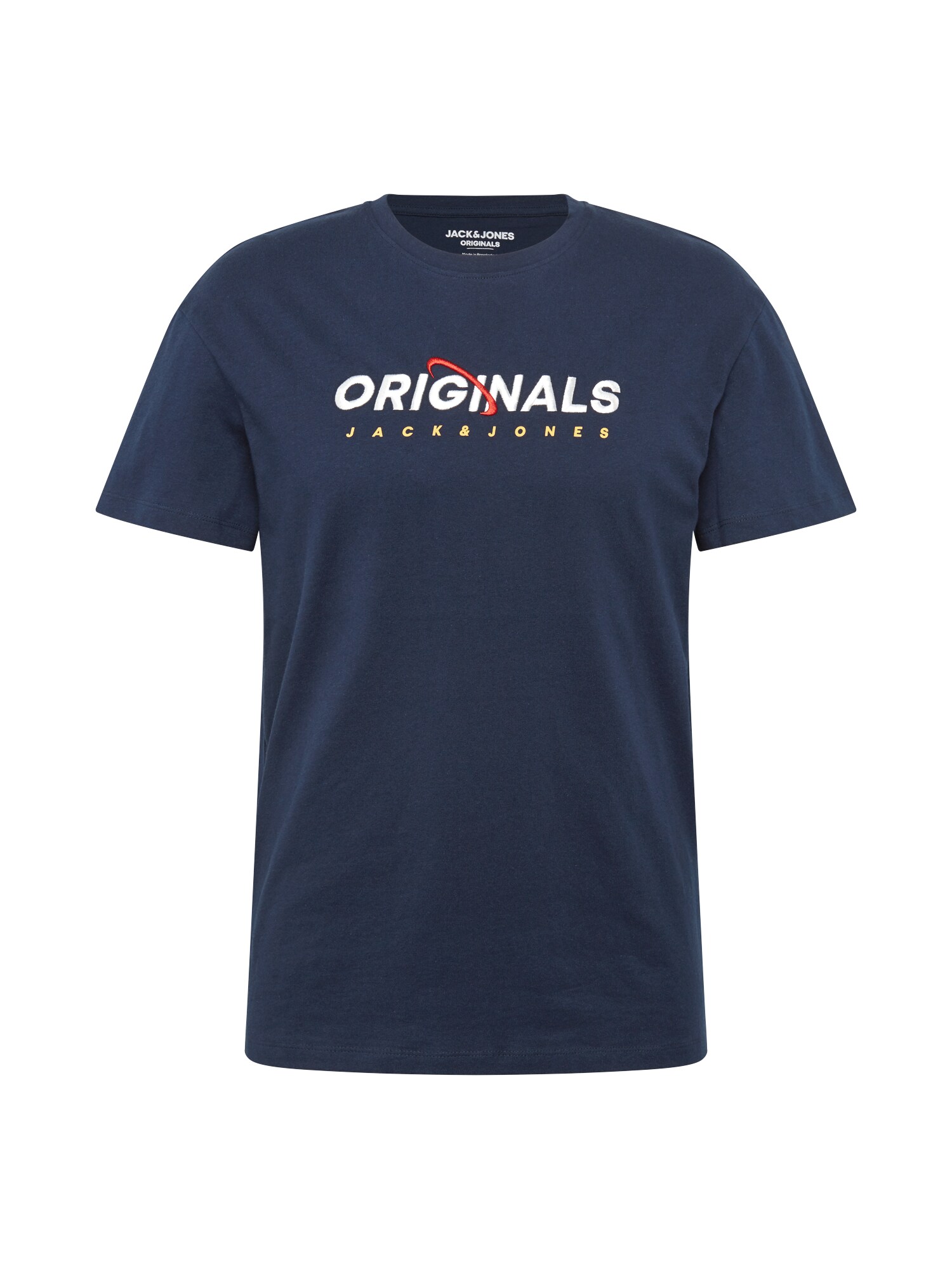JACK & JONES Marškinėliai  tamsiai mėlyna / balta / aukso geltonumo spalva / šviesiai raudona