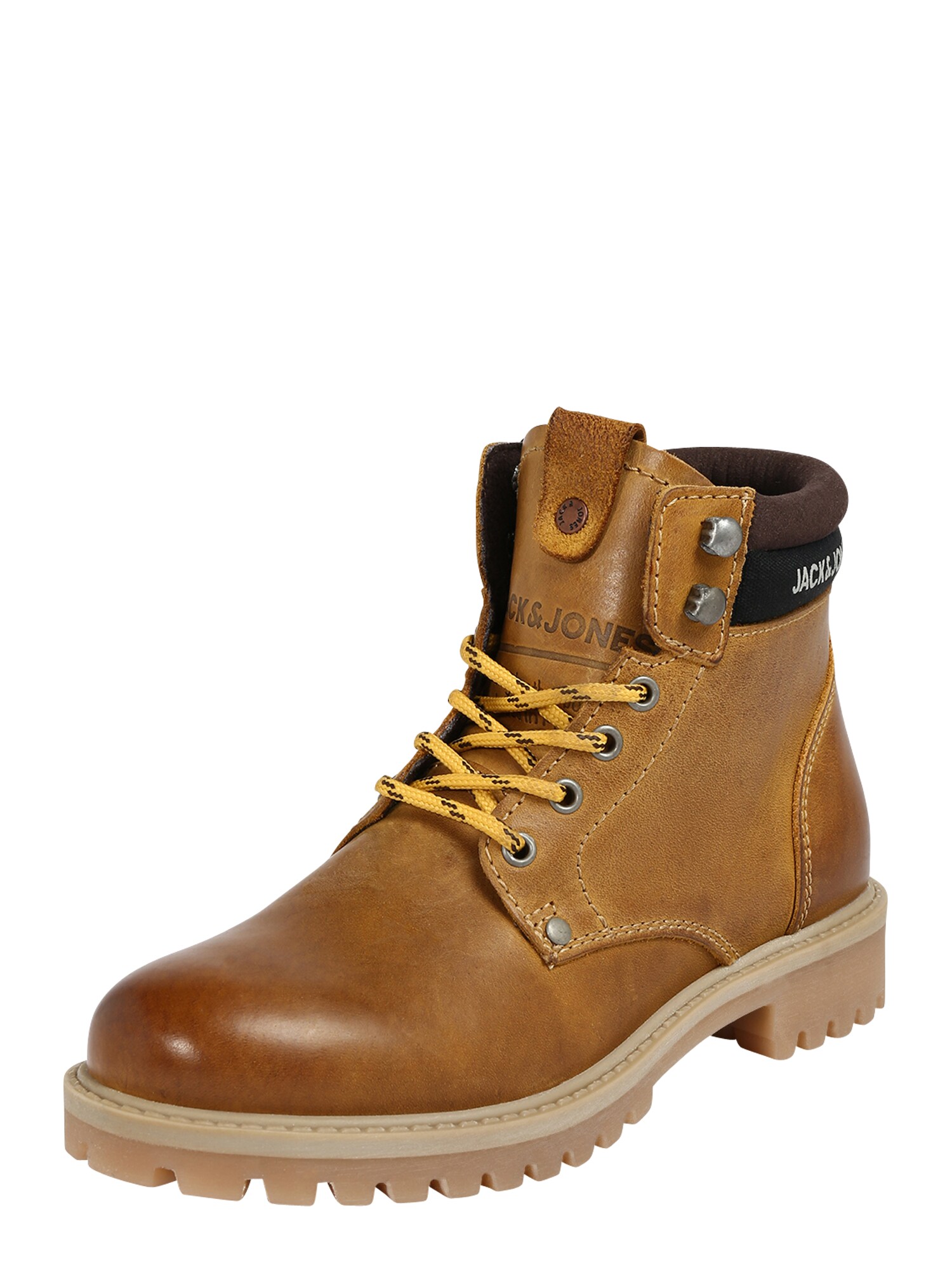 JACK & JONES Auliniai batai su kulniuku 'STATTON'  ruda (konjako) / tamsiai ruda