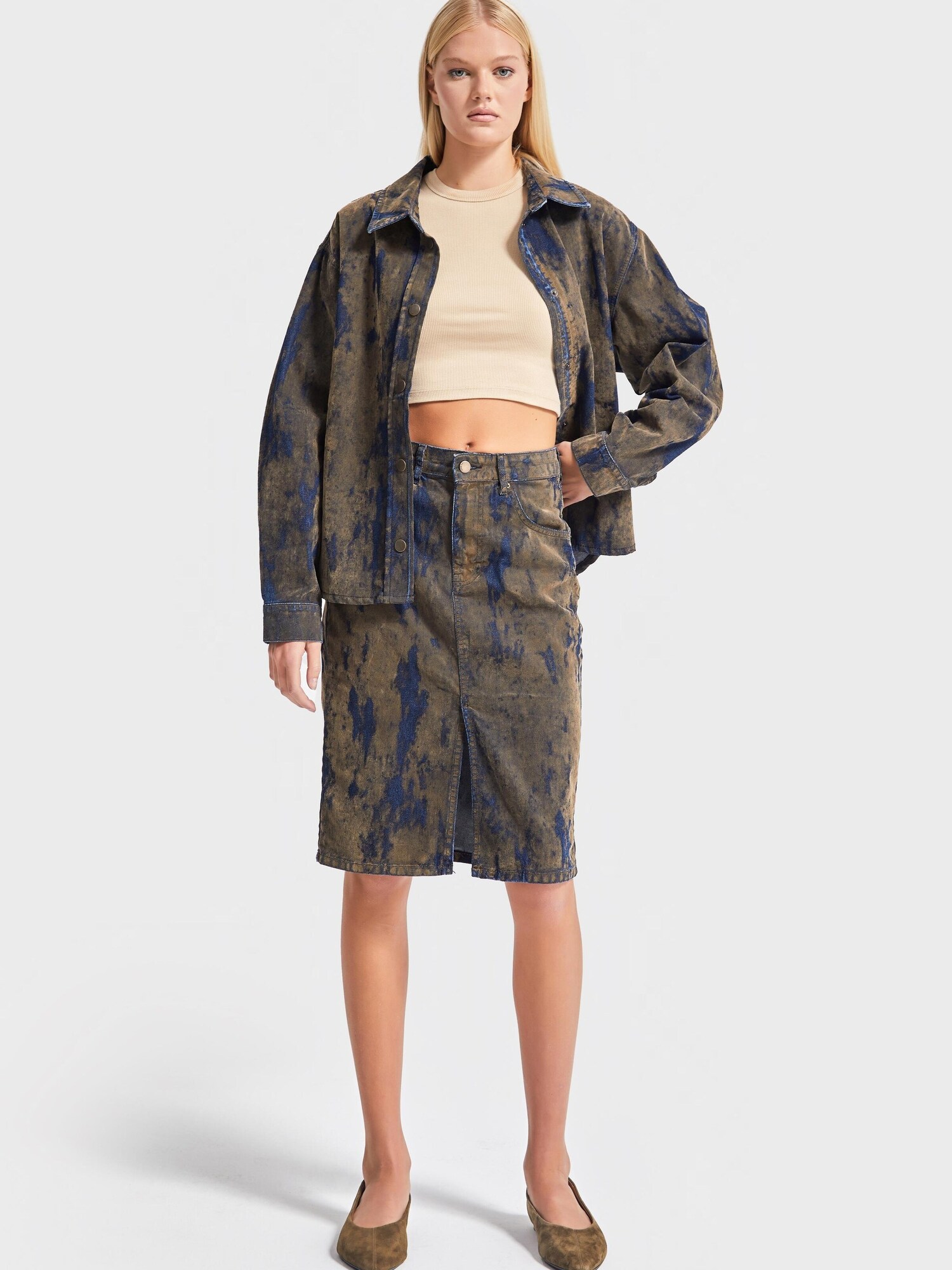 It's Basic Its Basic Rock Midi Denim Skirt