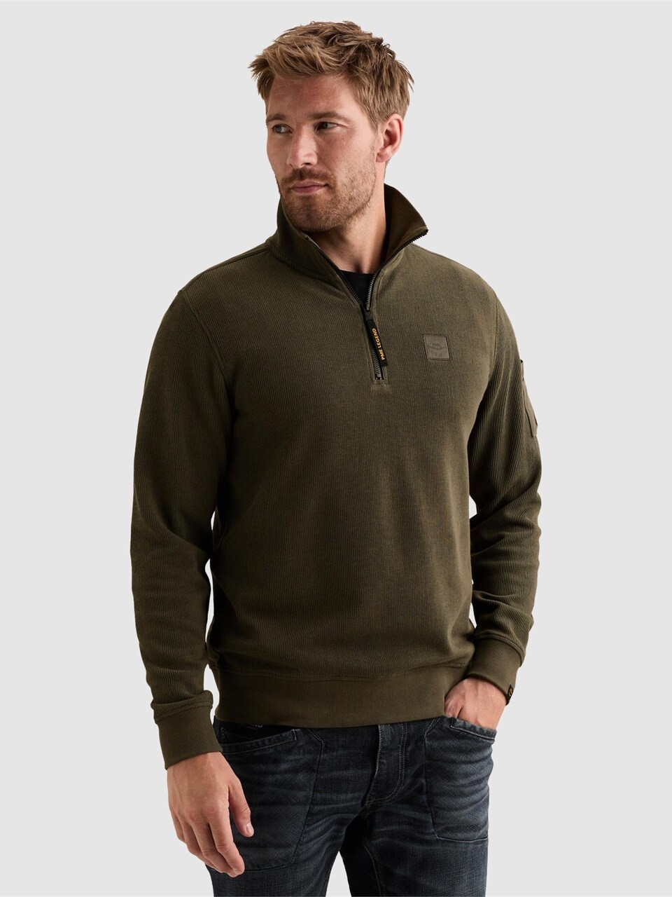 Sweatshirt 'Sweatshirt with half-zip and flight pocket'