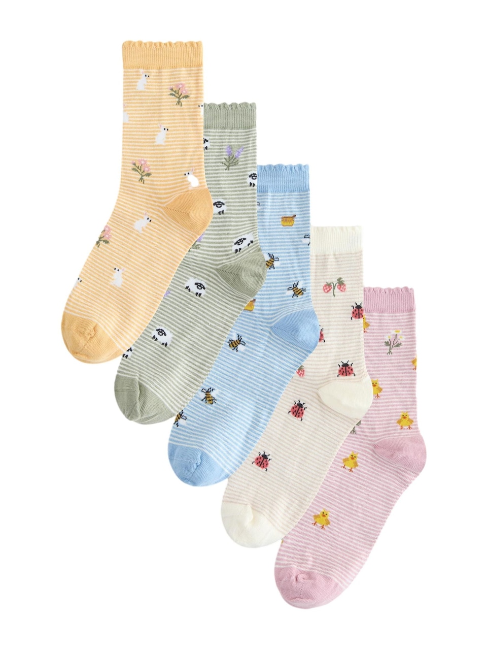 Sockor ljusblå / gul / ljusgrön / syrén