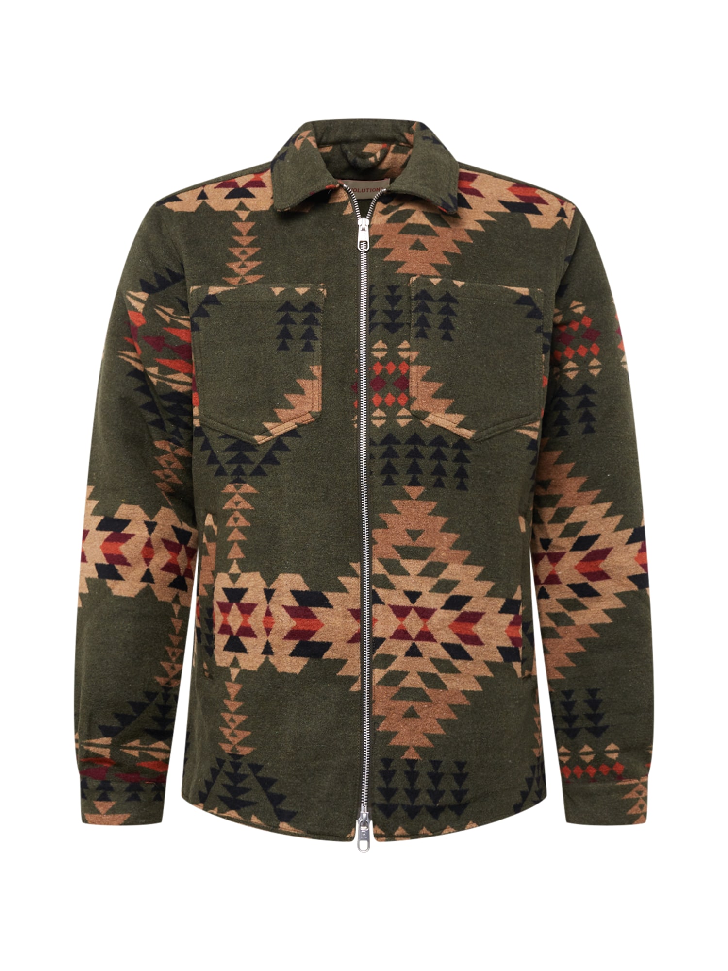Revolution Flisinis džemperis šviesiai ruda / tamsiai žalia / skaisti avietinė ar rubino spalva / juoda