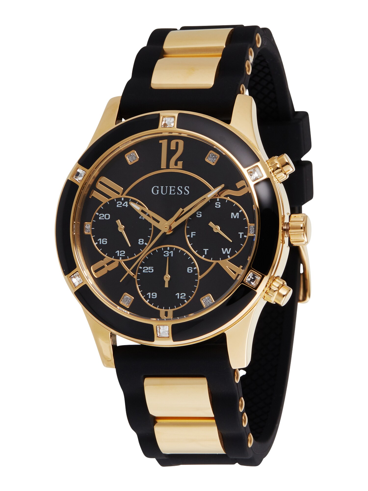 GUESS Analoginis (įprastinio dizaino) laikrodis 'Breeze'  juoda / auksas