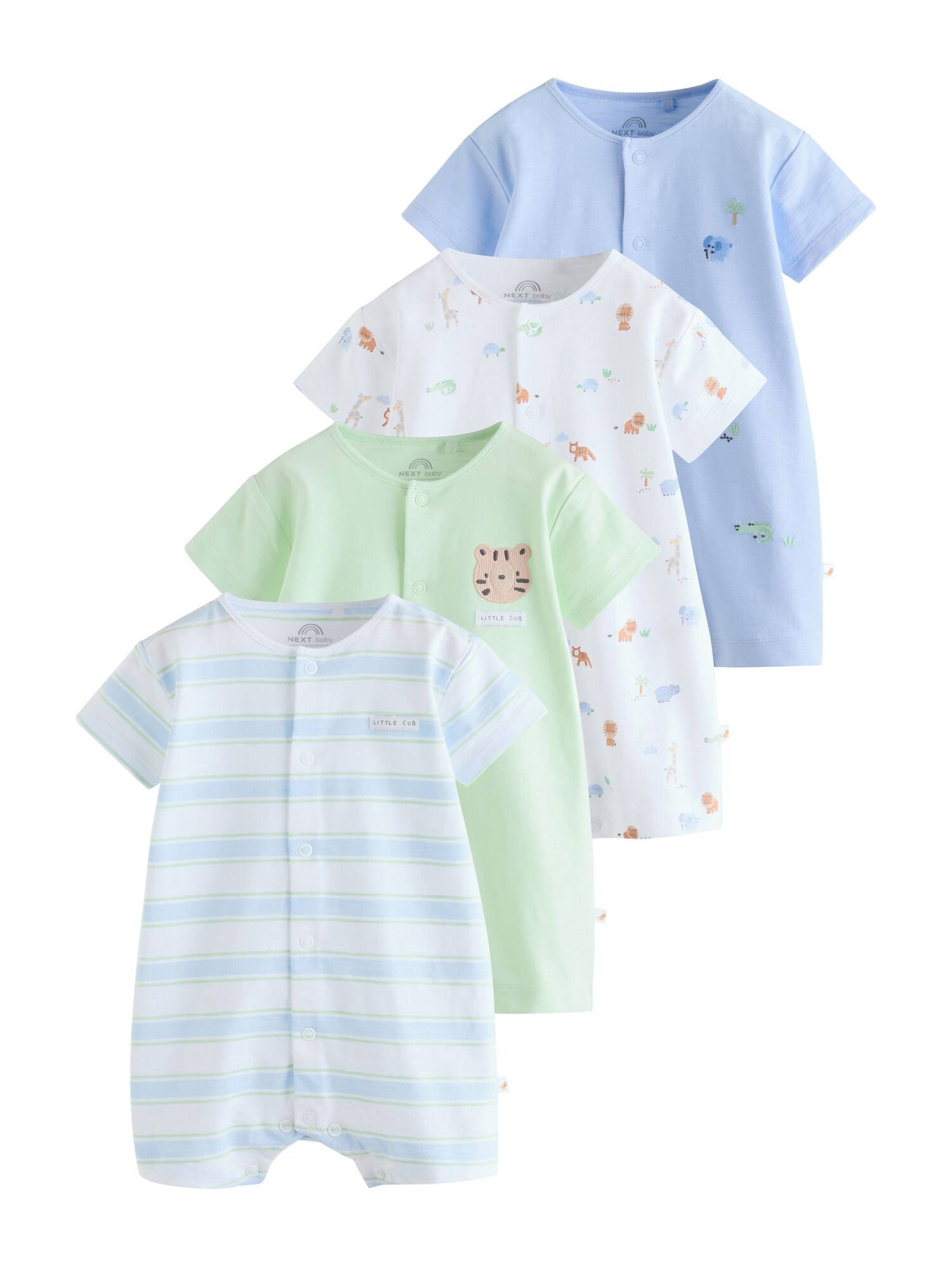 Next Salopetă/Body albastru deschis / brocart / verde deschis / alb