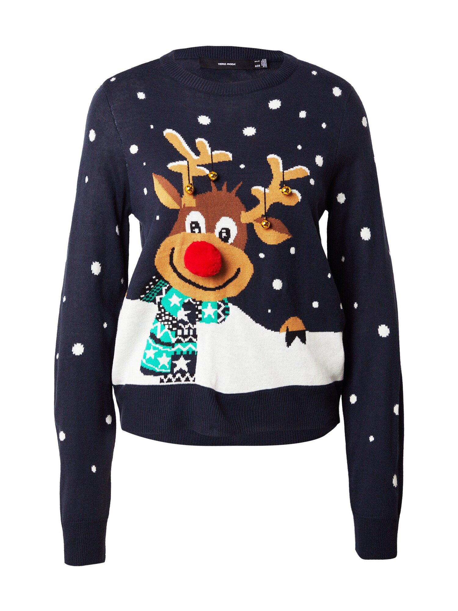 VERO MODA Jersey 'VMFrostydeer' navy / marrón / verde / blanco