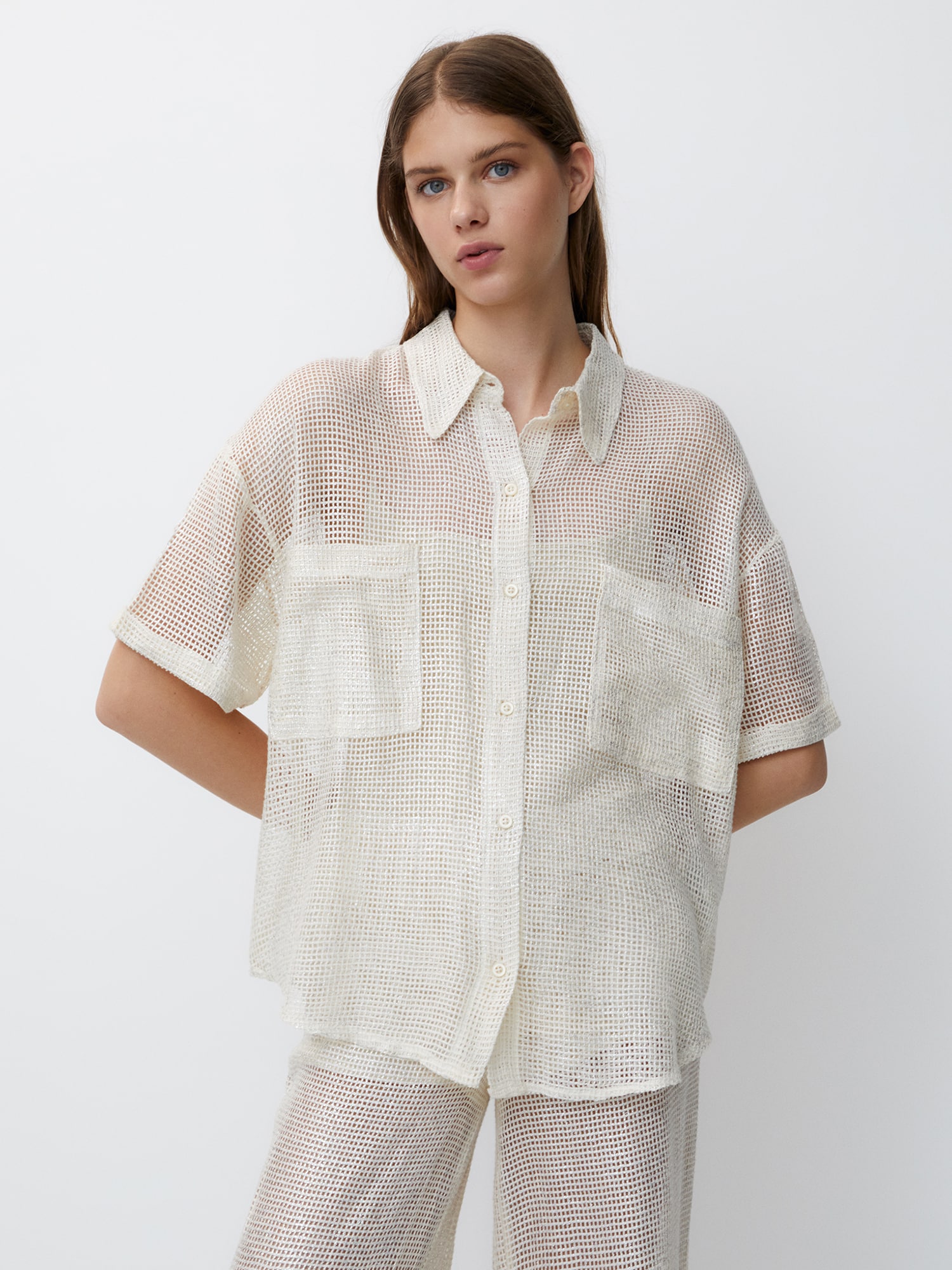Pull&Bear Blúz  ekrü termék 2. képe