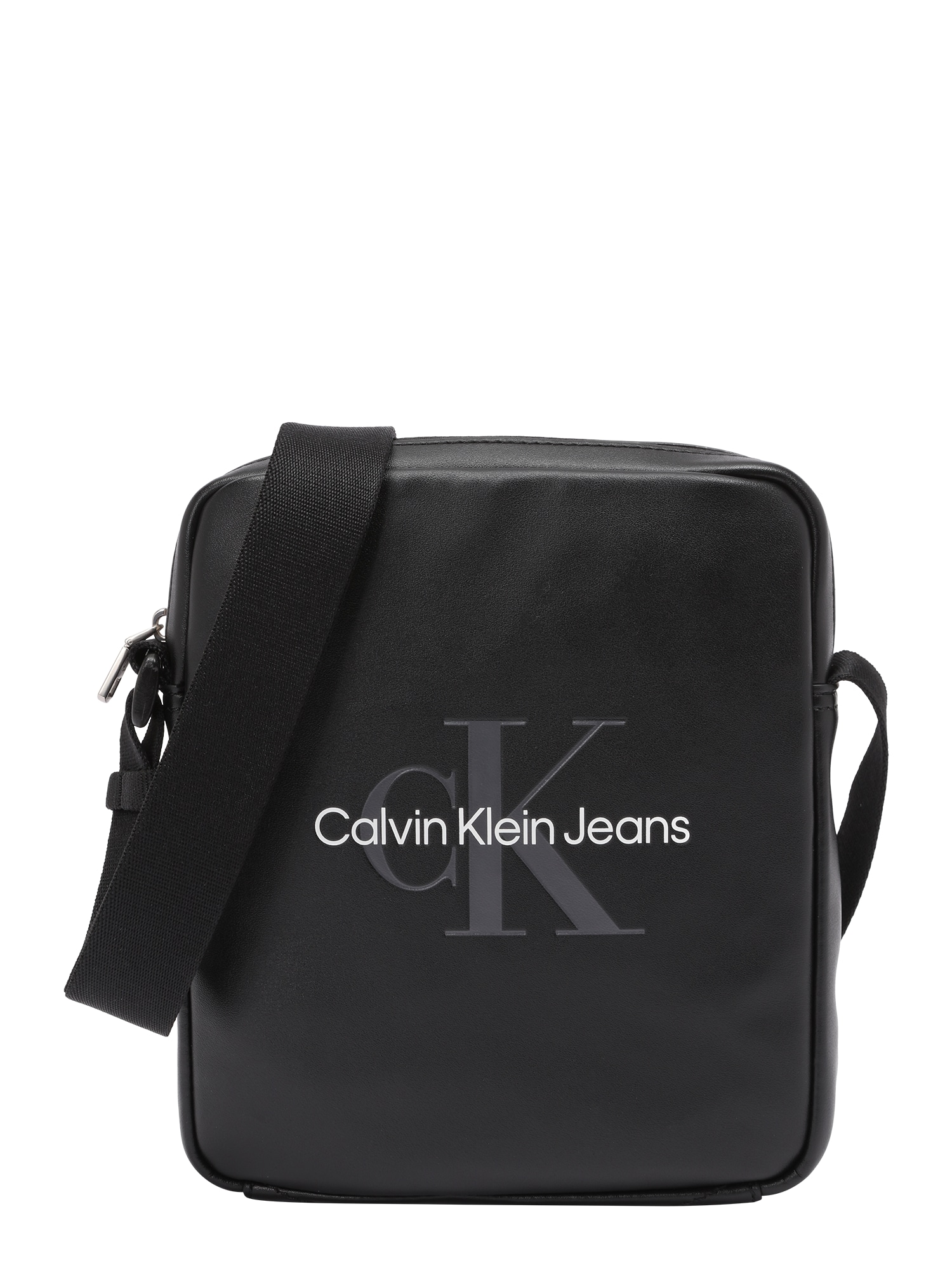 Calvin Klein Jeans Чанта за през рамо тип преметка  антрацитно черно / черно / бяло