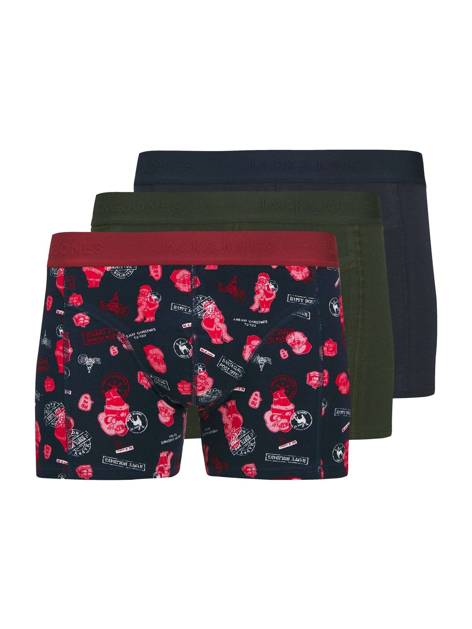 JACK & JONES Boxeri JACHOLIDAY  albastru noapte / oliv / roșu / alb