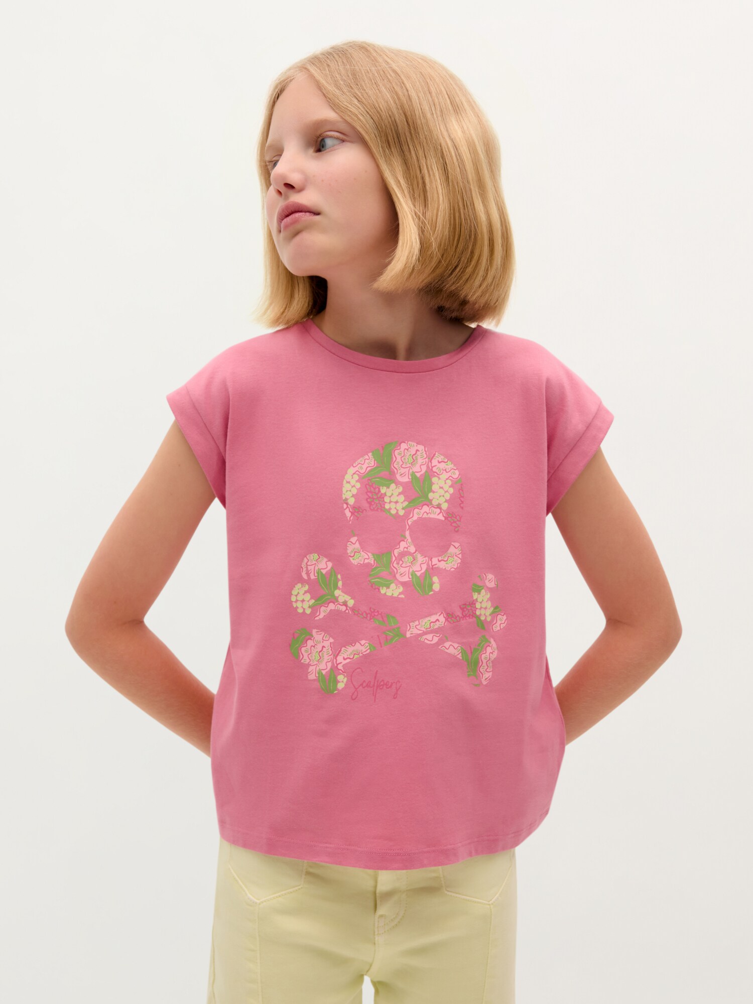 Thumbnail - Scalpers Flowers Skull Tee Girls
