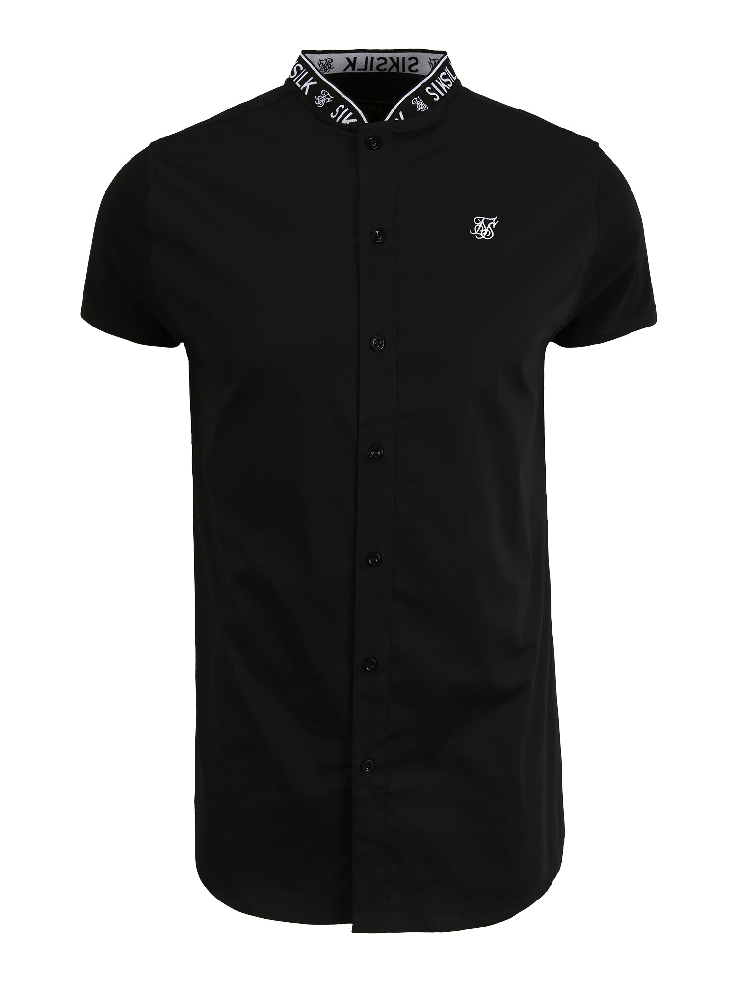 SikSilk Dalykiniai marškiniai  juoda / balta