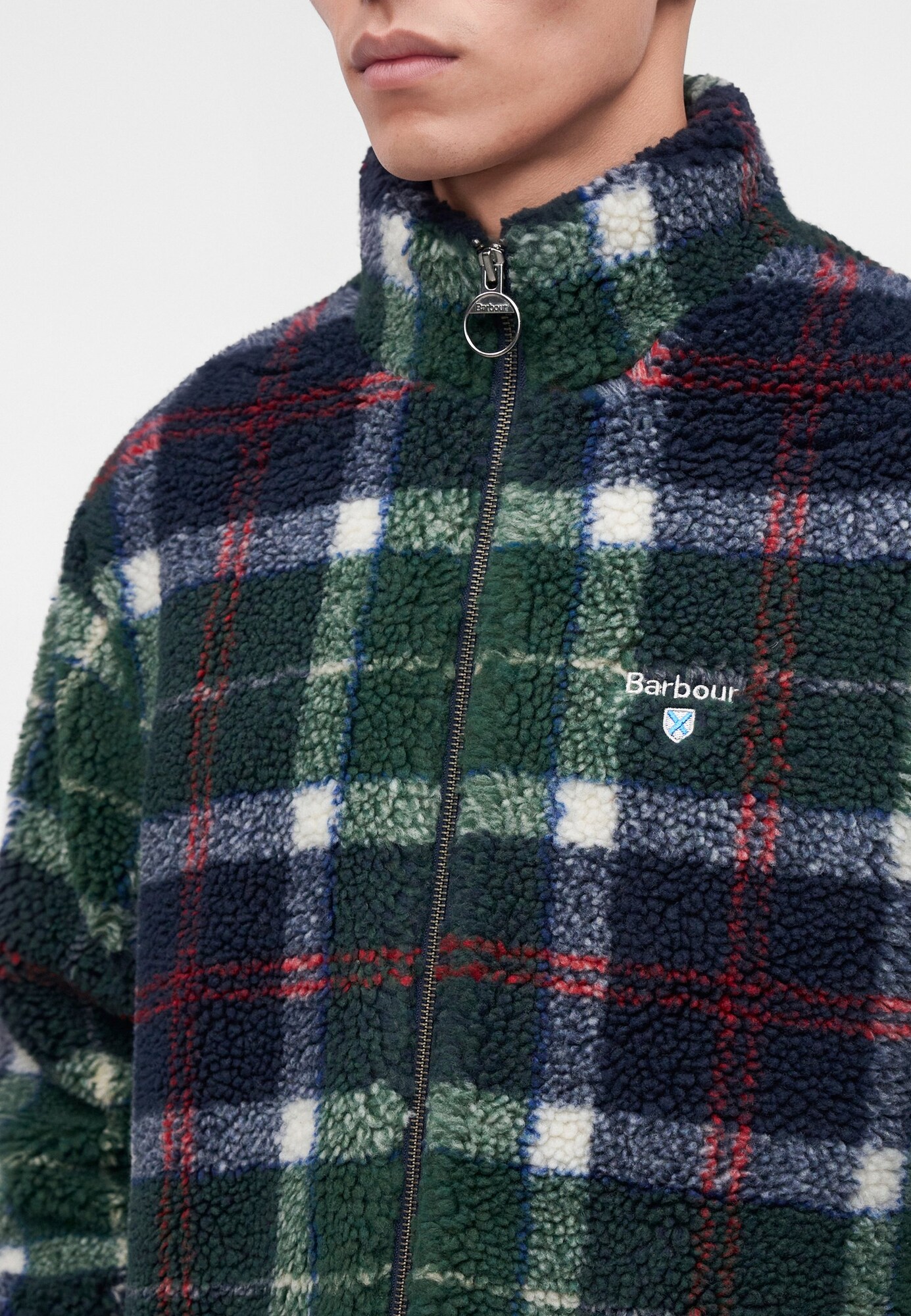 Barbour Chaqueta polar 'Tartan' navy / verde oscuro / rojo / blanco – imagen 3