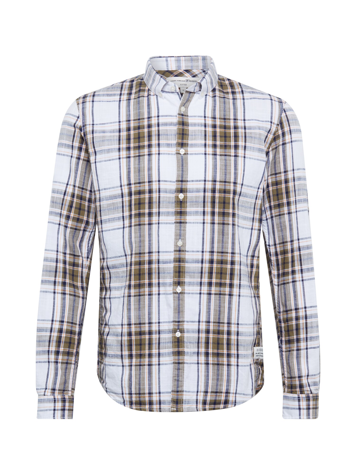 TOM TAILOR DENIM Dalykiniai marškiniai  ruda / tamsiai mėlyna jūros spalva / balta