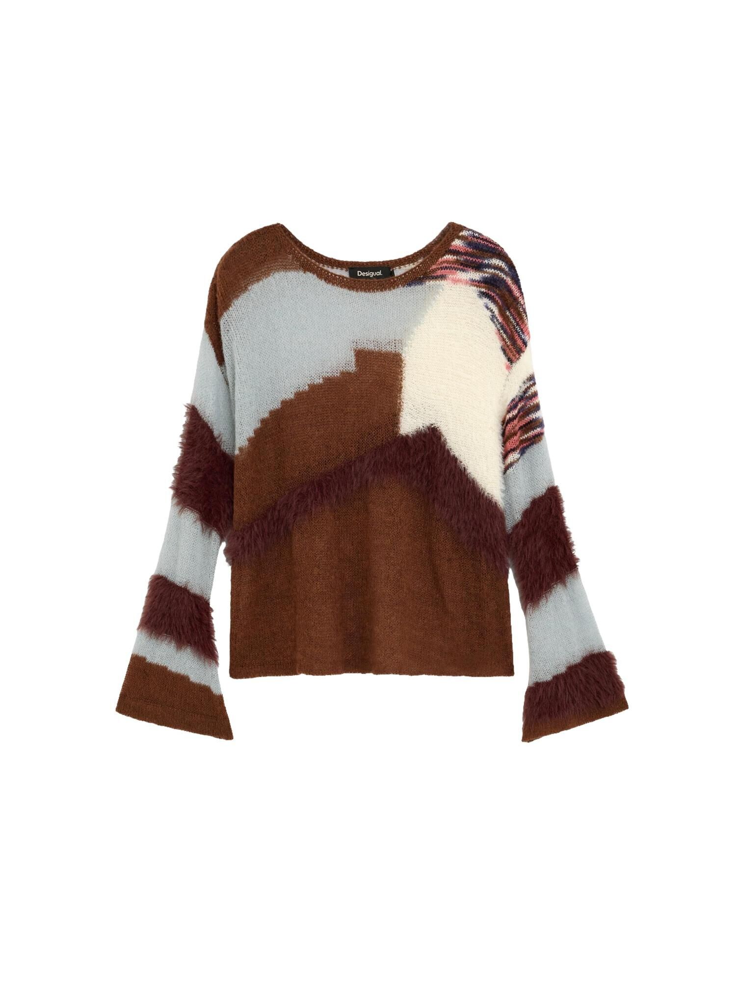 Desigual Pulover albastru / maro / alb