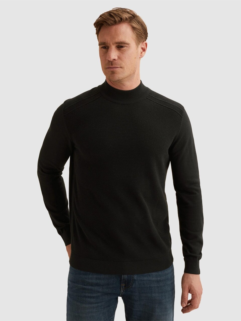 Tröja 'Pullover in cotton/modal with mockneck'