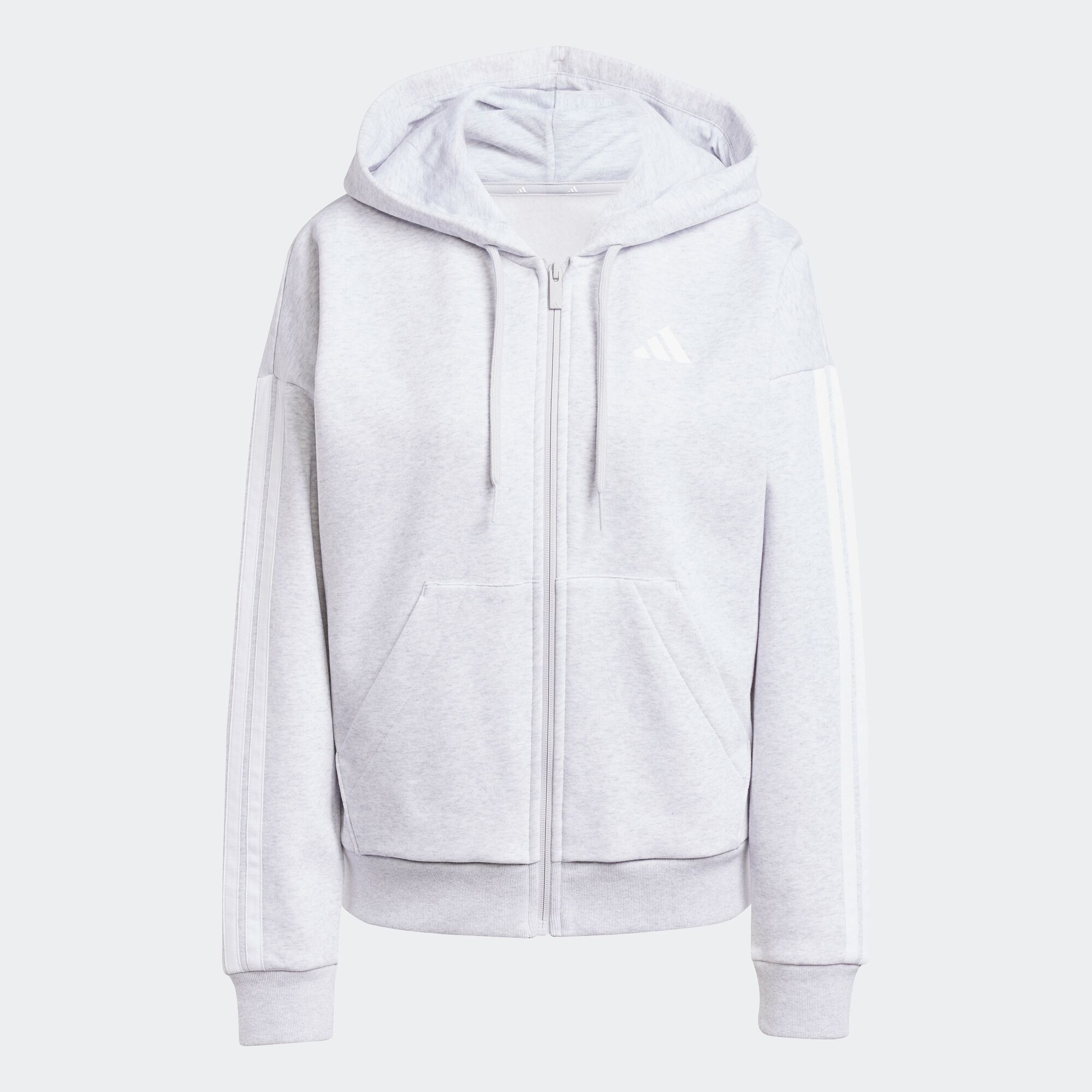 ADIDAS SPORTSWEAR Bluză cu fermoar sport Essentials  gri deschis / alb