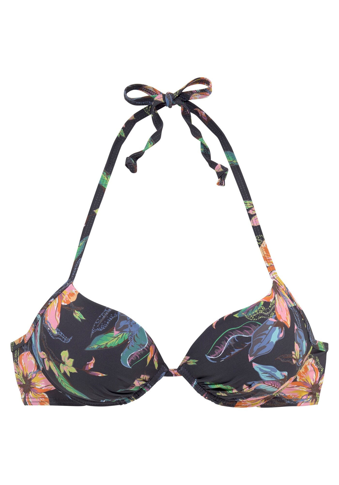LASCANA Sutien costum de baie Malia azur / gri metalic / verde deschis / portocaliu