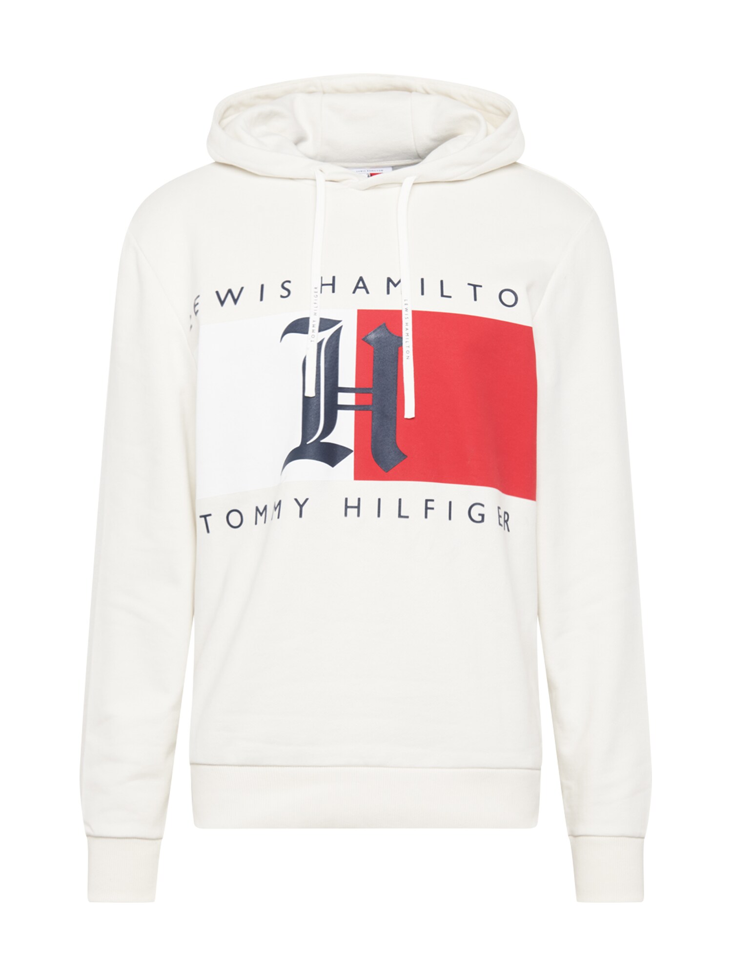 TOMMY HILFIGER Megztinis be užsegimo 'Lewis Hamilton'  balta / raudona / nakties mėlyna