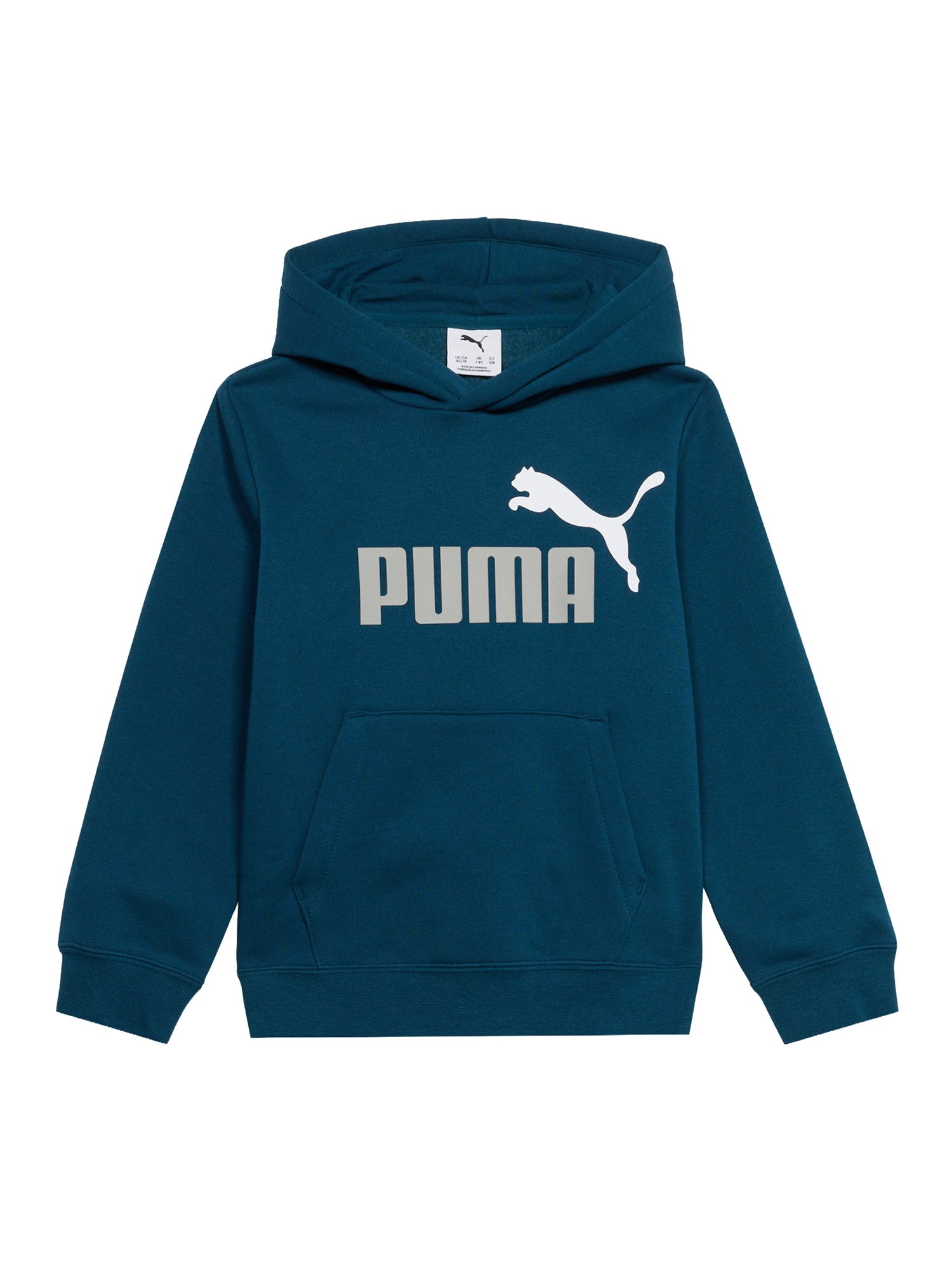 PUMA Bluză de molton Ess 2 No. 1 gri / verde petrol / alb