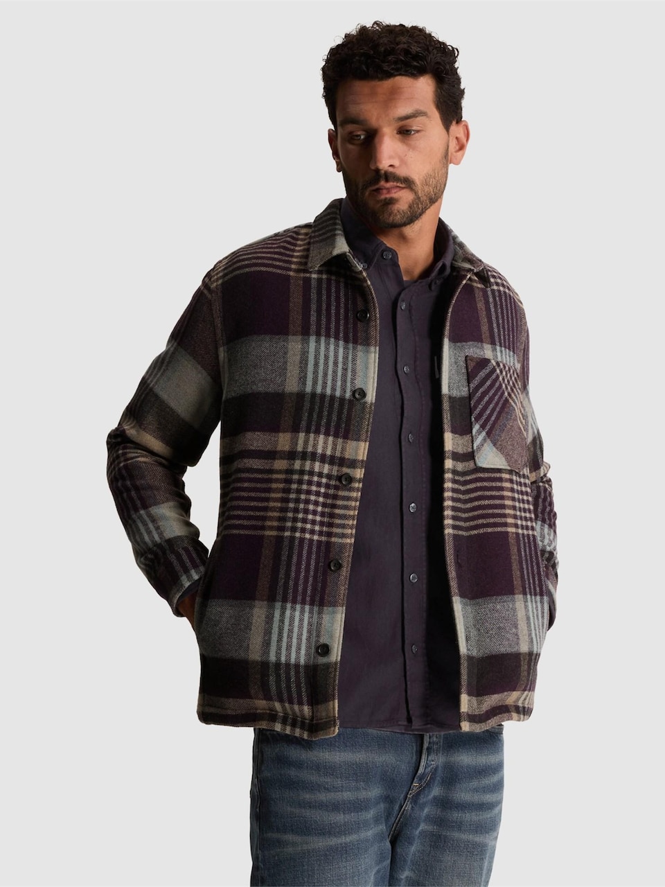 Skjorta 'Wool-blend overshirt with check pattern'
