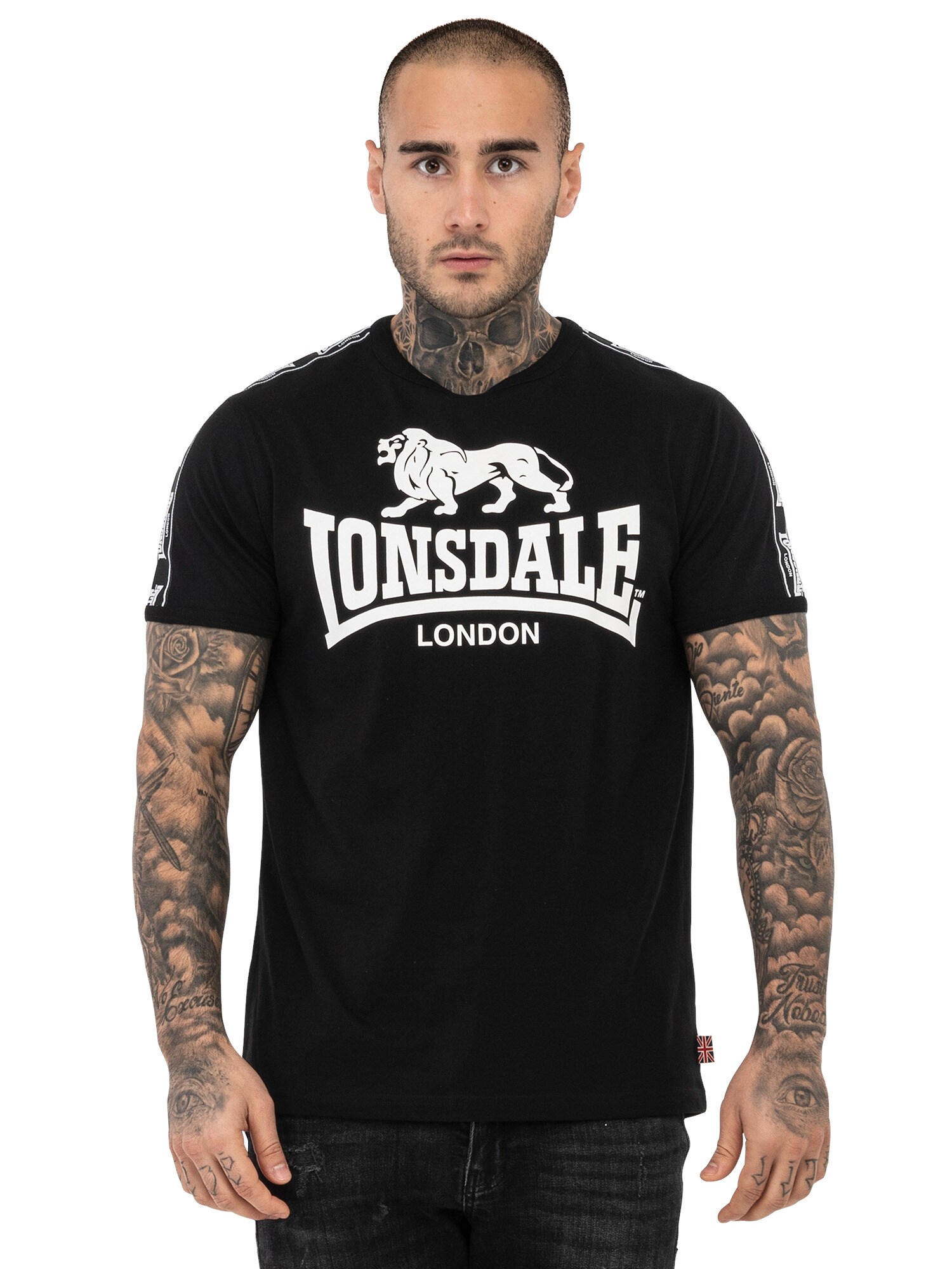 LONSDALE Póló 'STOUR'  fekete / fehér termék 2. képe