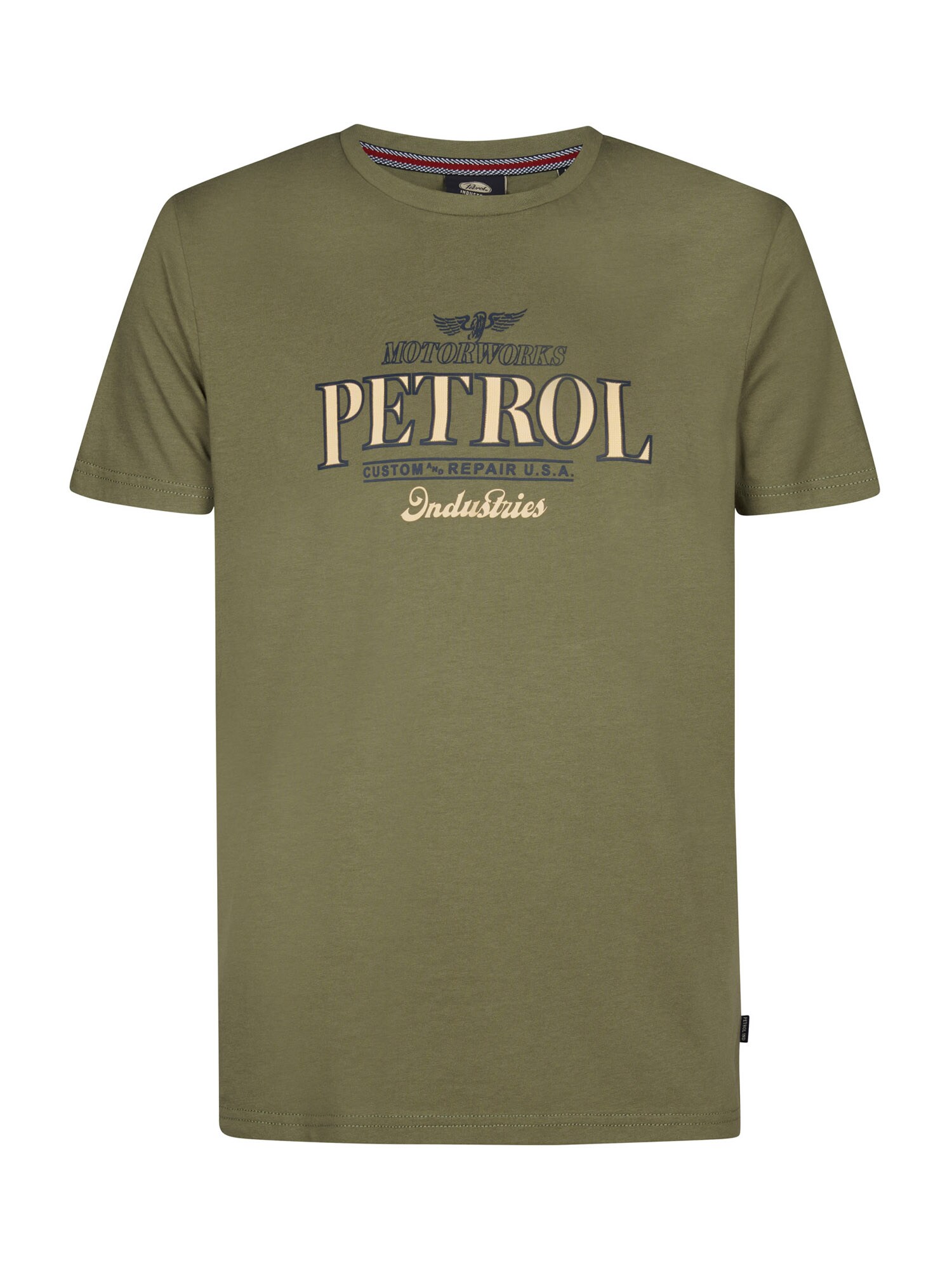 Petrol Industries Tricou  galben deschis / oliv / negru