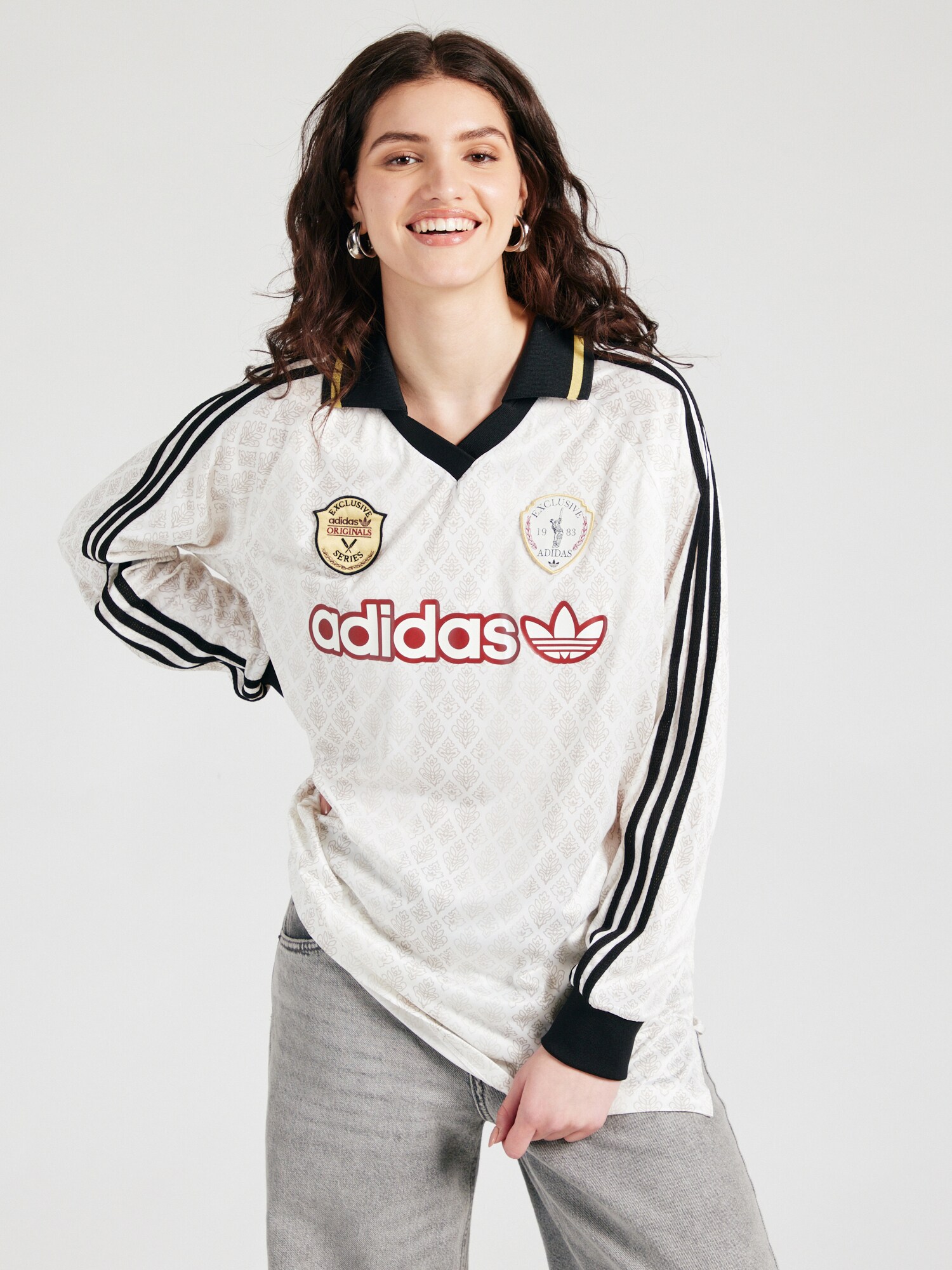 ADIDAS ORIGINALS Póló  greige / sötétvörös / fekete / fehér termék 2. képe