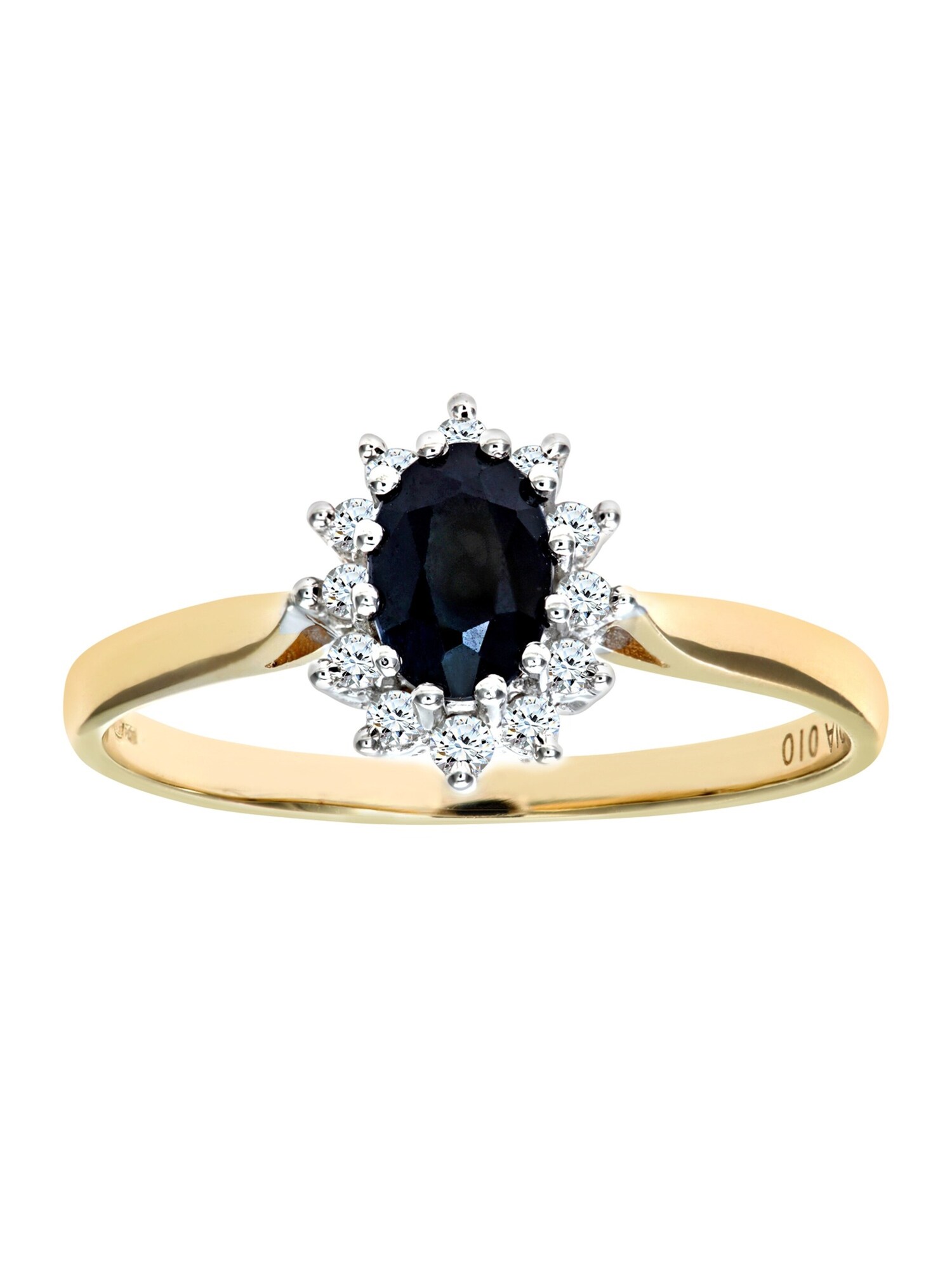 DIAMANT LETERNEL Prsten 'Cluster-Ring aus 375 Gelbgold mit Diamant mit Saphir' zlatna