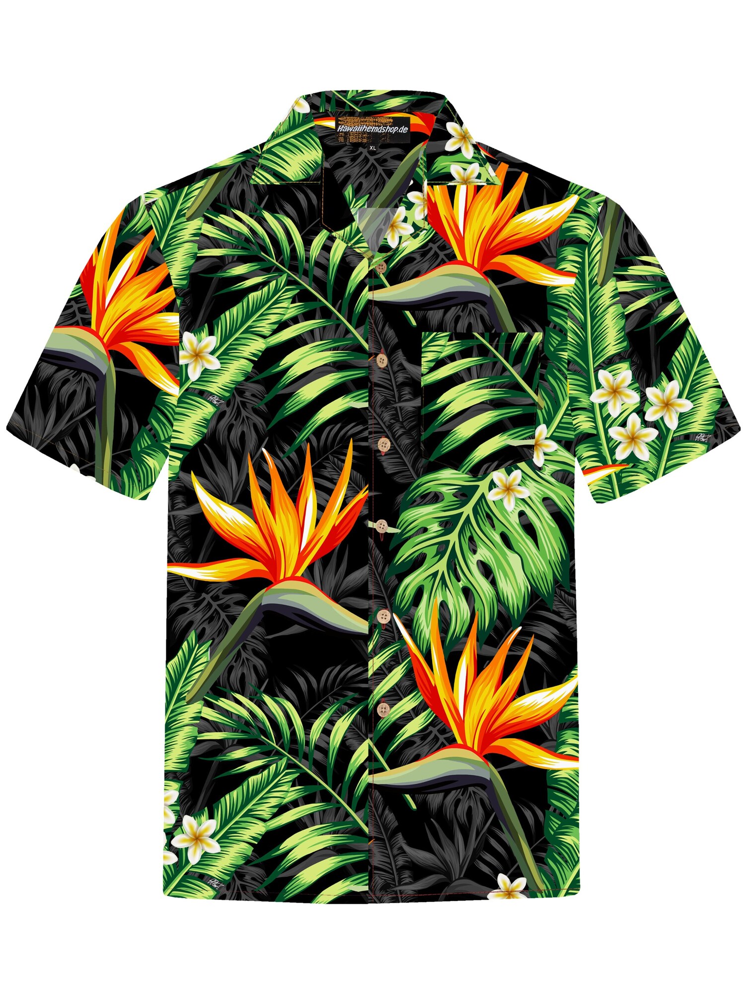 Hawaiihemdshop.de Camisa 'Hawaiihemd "Bird of Paradise"' negro