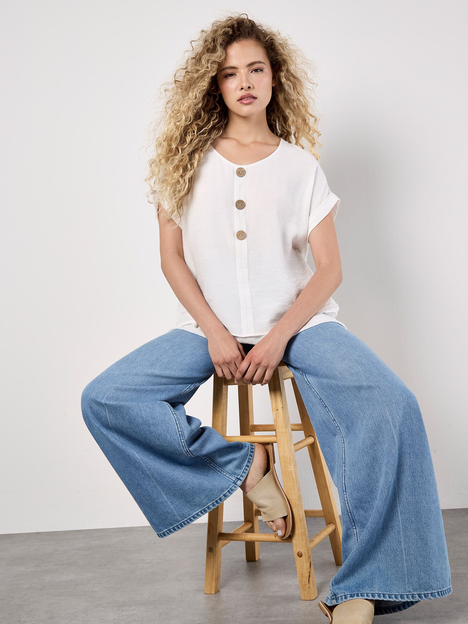 Apricot Coconut Button Layered Top