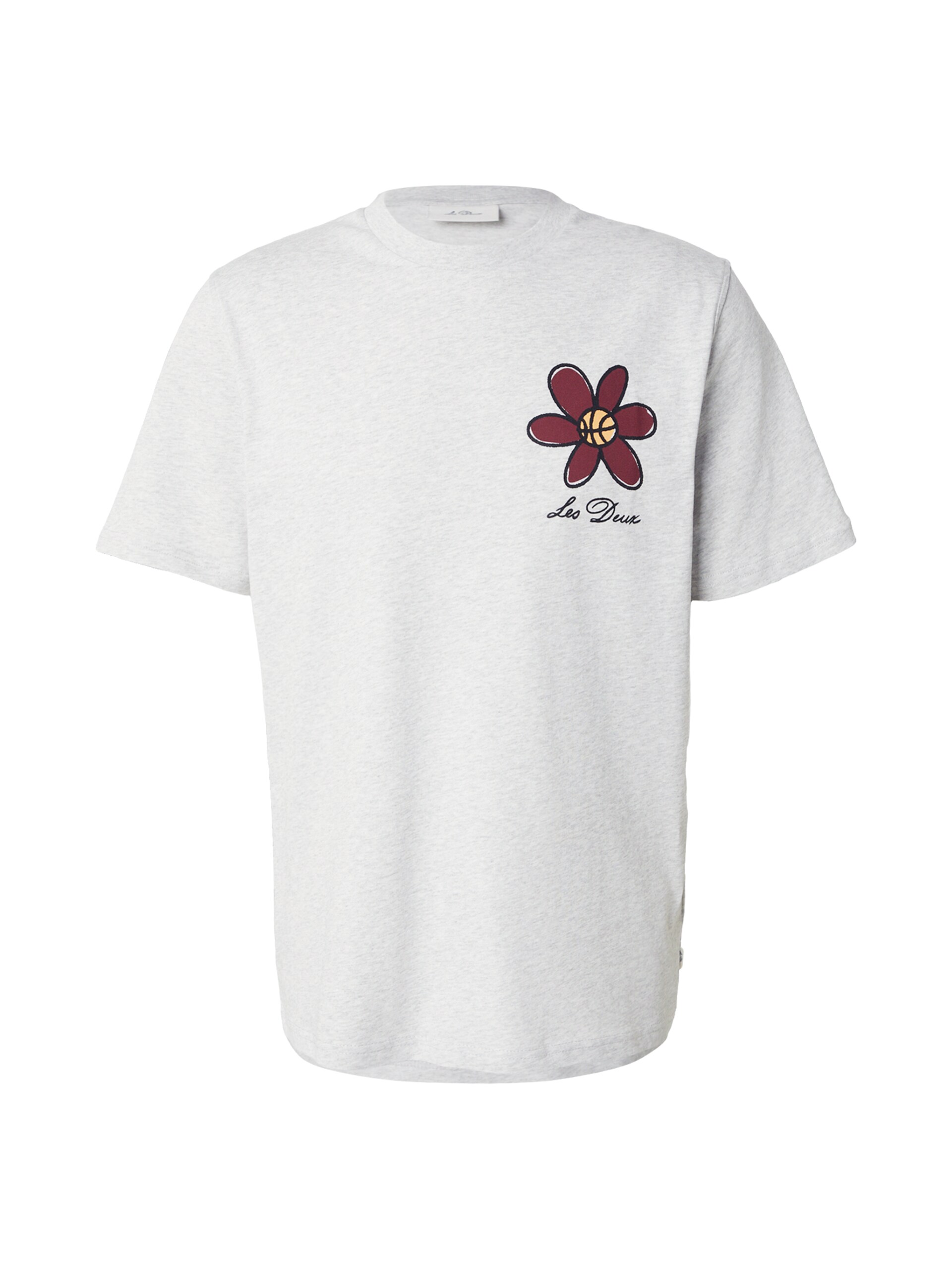T-shirt 'Flower Basket' honung / ljusgrå / burgunder
