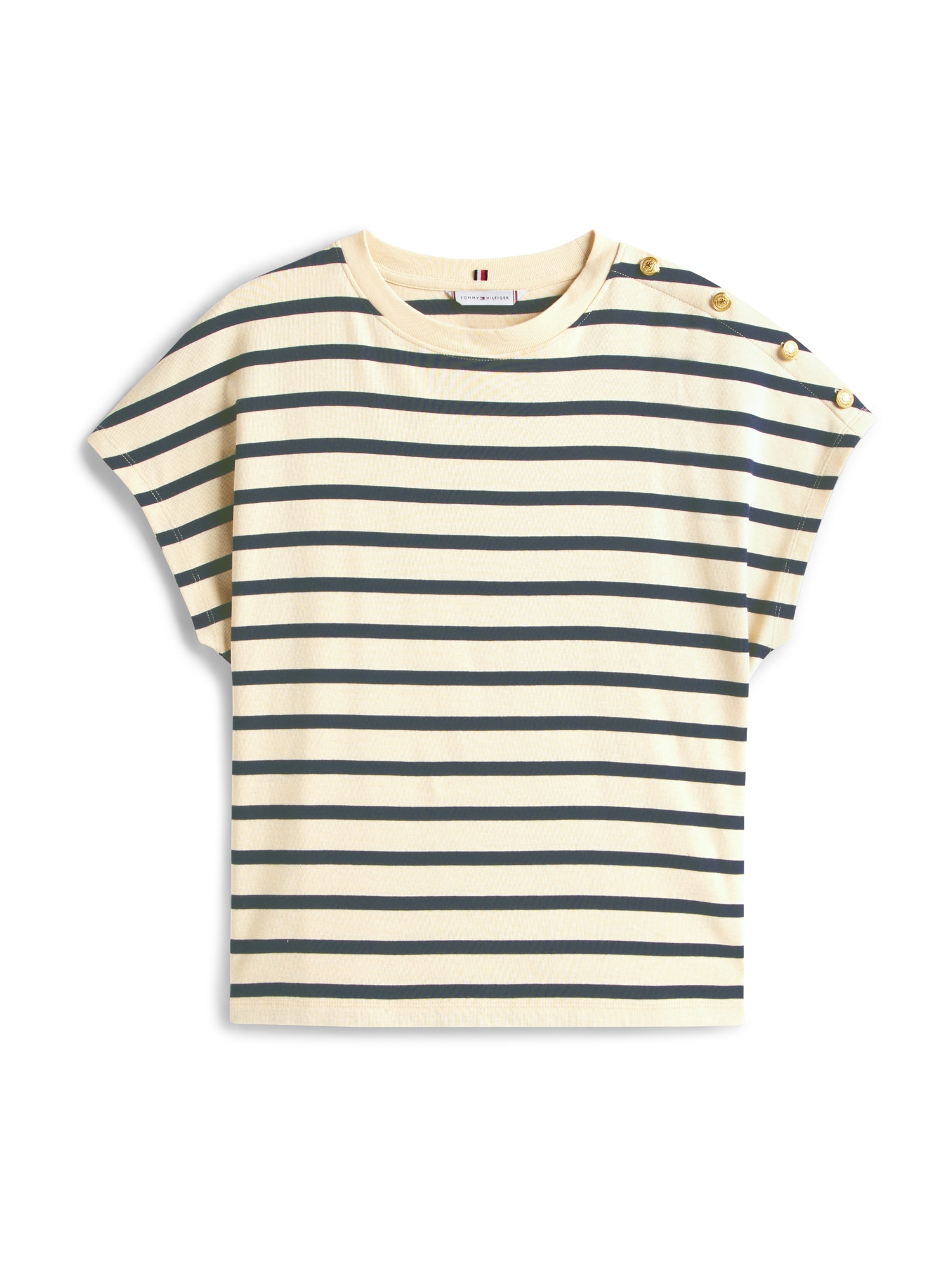 TOMMY HILFIGER Tricou  albastru închis / alb lână