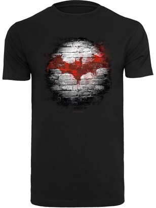 F4NT4STIC Shirt ‘Batman Logo Wall’ Grijs / Rood / Donkerrood / Zwart / Wit