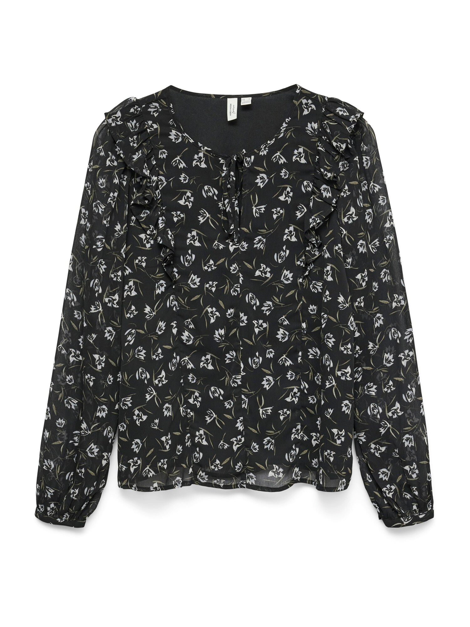 VERO MODA Bluză VMIHANNAH  gri închis / verde / negru