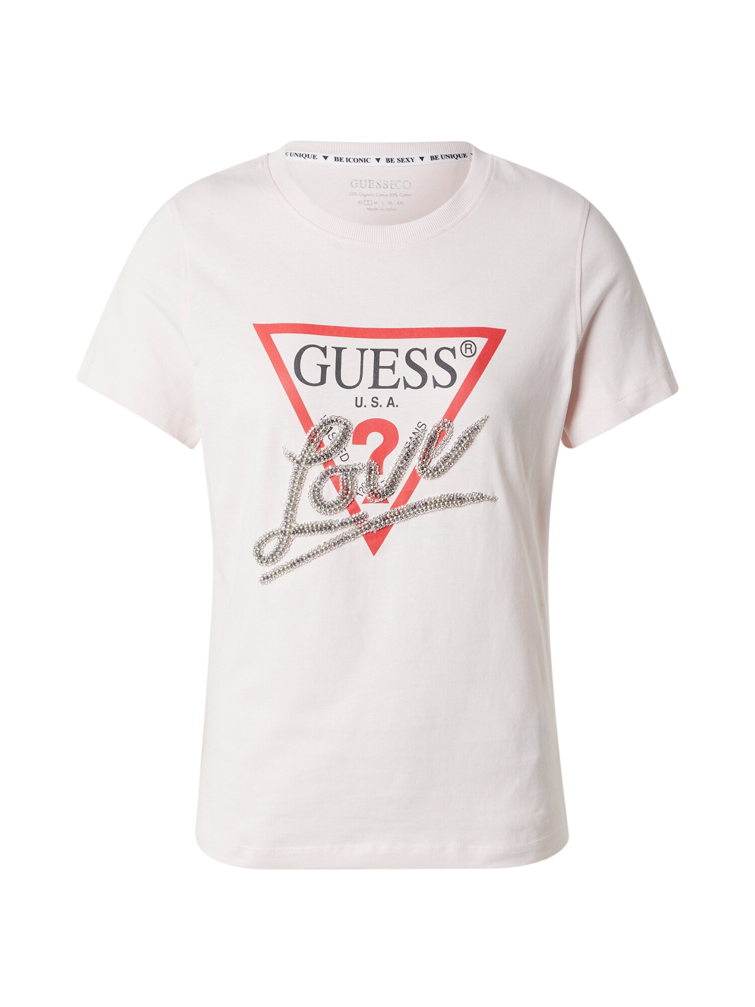 GUESS Tricou  roz pastel / roșu intens / negru / argintiu