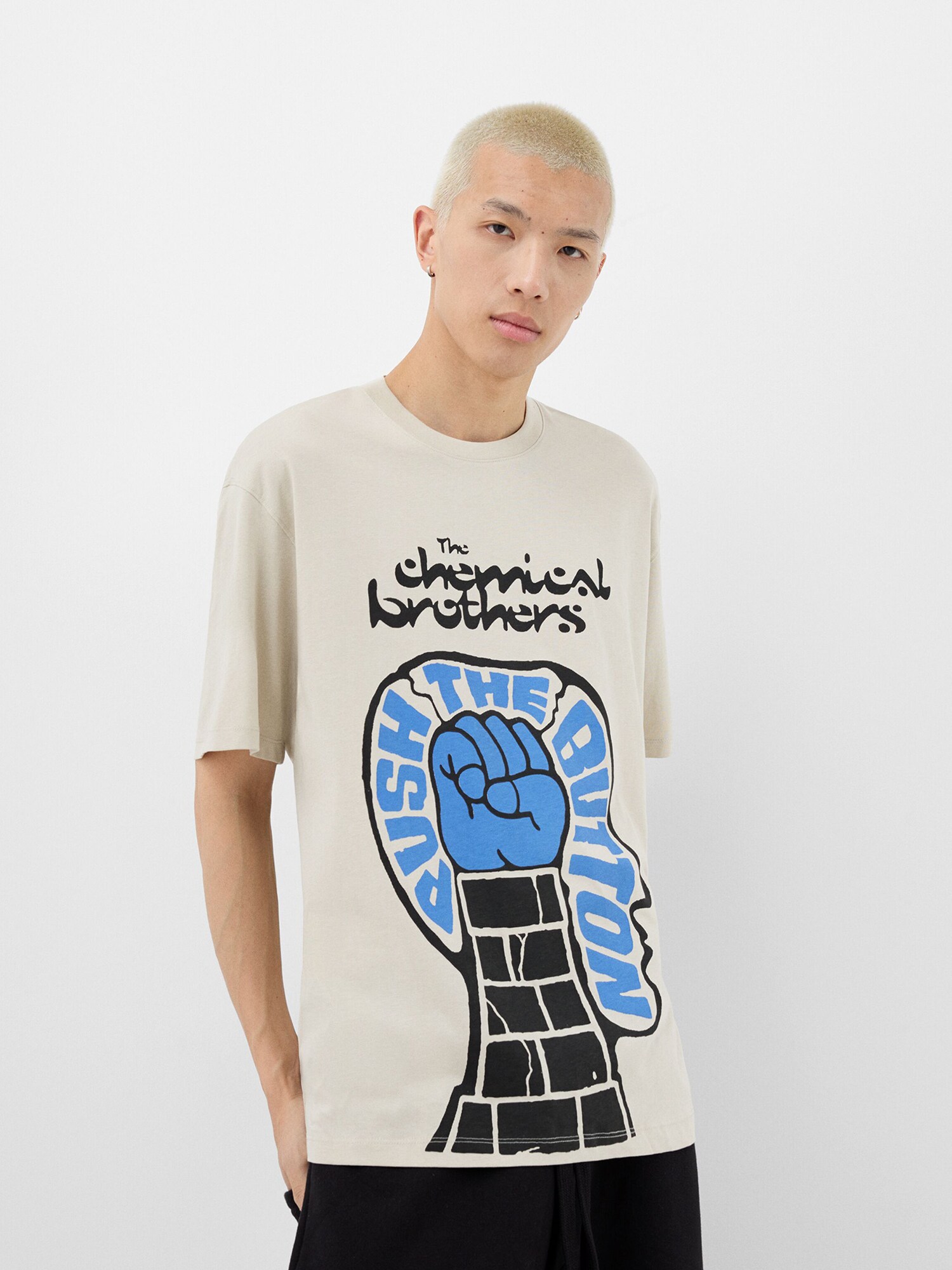 Bershka Póló  királykék / fekete / fehér termék 2. képe