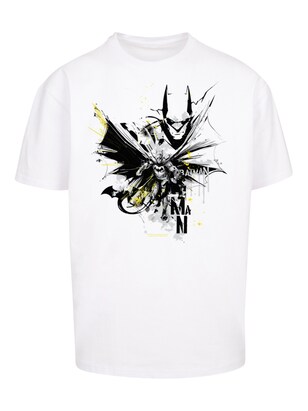 F4NT4STIC Shirt ‘DC Comics Batman Batface Splash’ Geel / Grijs / Zwart / Wit