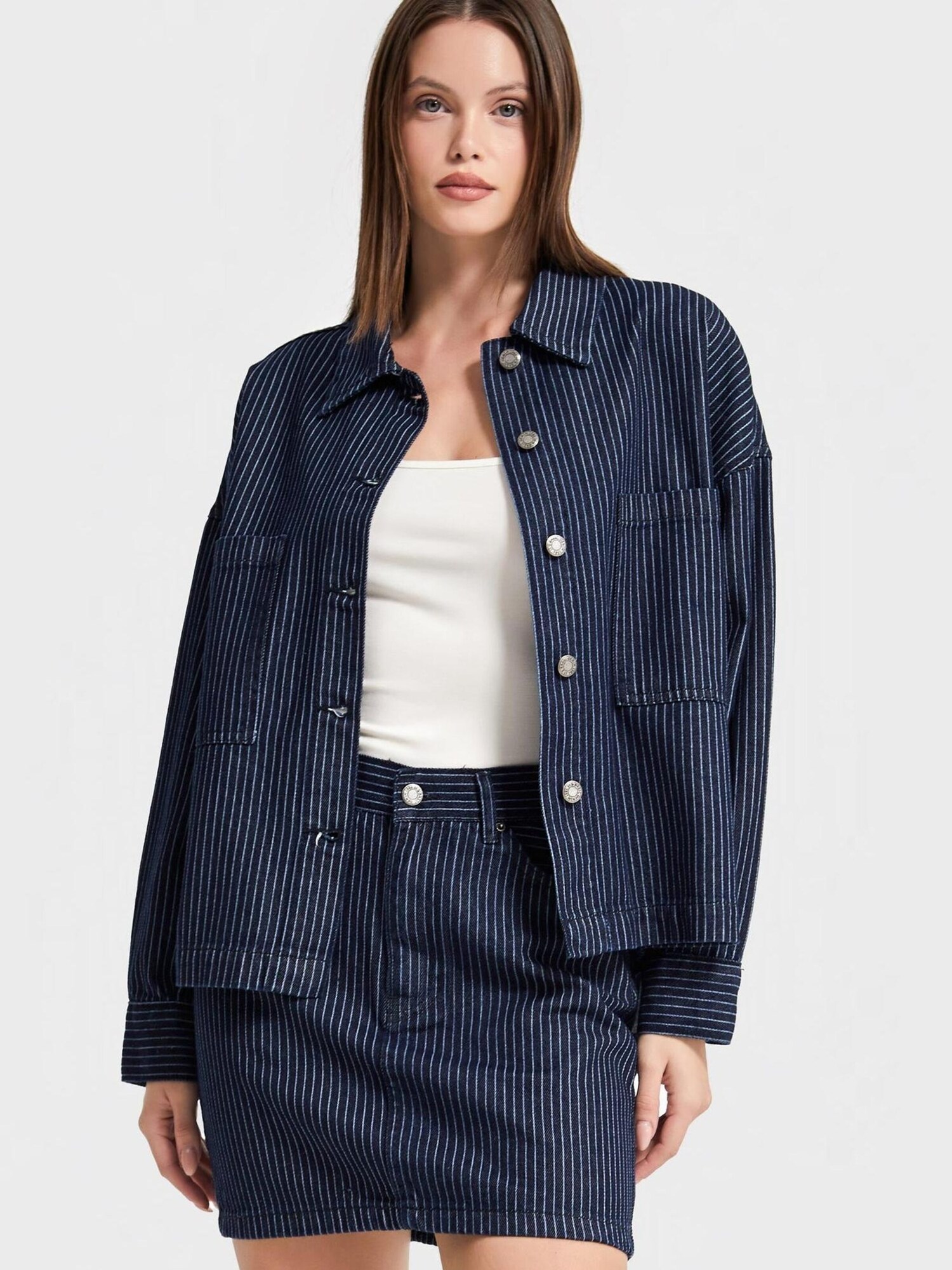 Oversize t-shirt 'Oversized Pinstriped Denim Shirt'