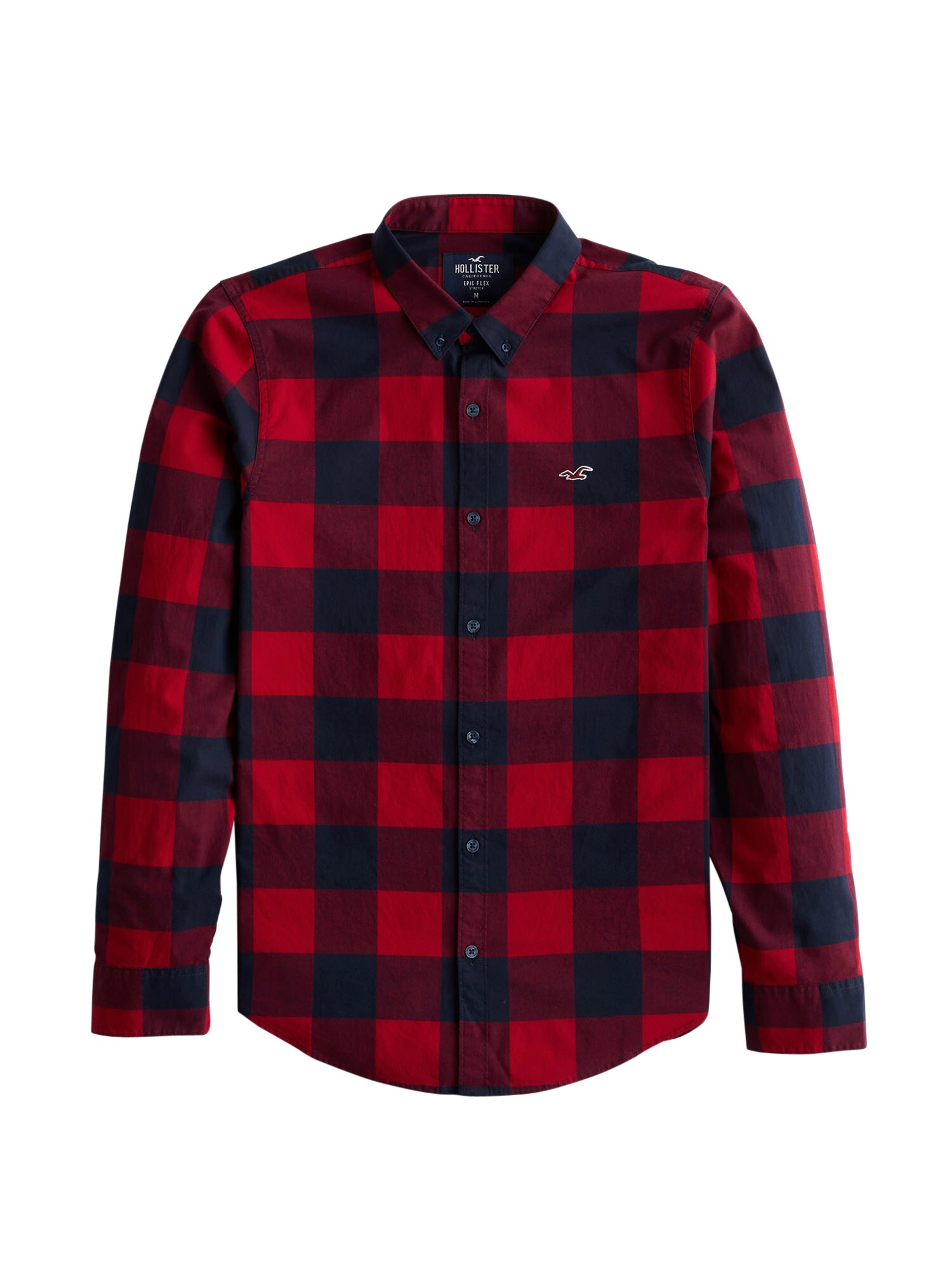 HOLLISTER Dalykiniai marškiniai  raudona / tamsiai mėlyna