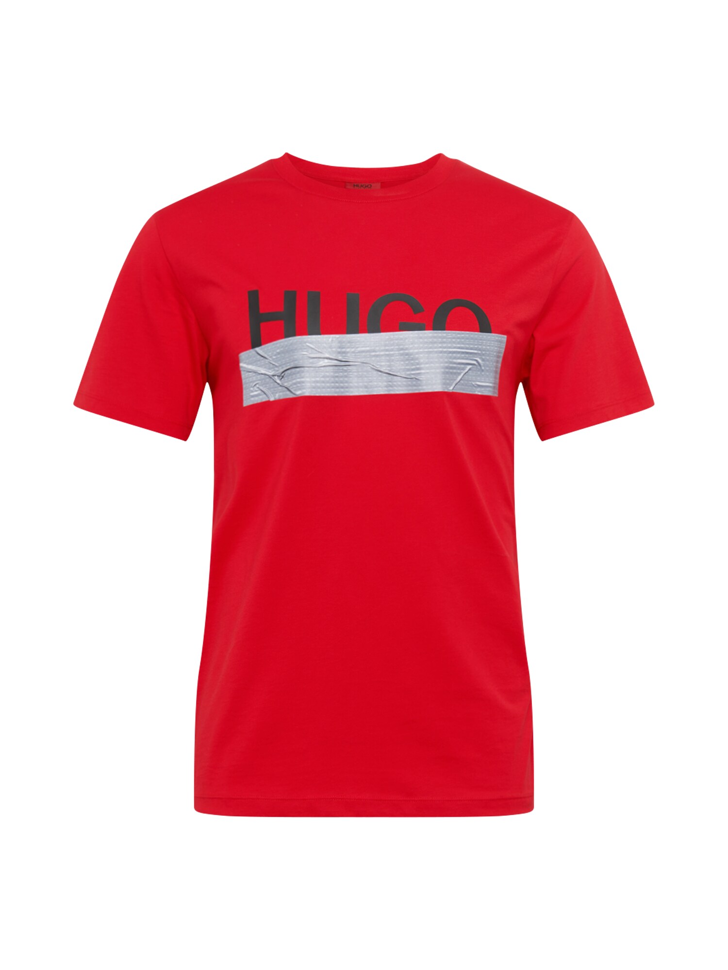 HUGO Marškinėliai 'Dicagolino'  raudona / sidabro pilka / tamsiai žalia