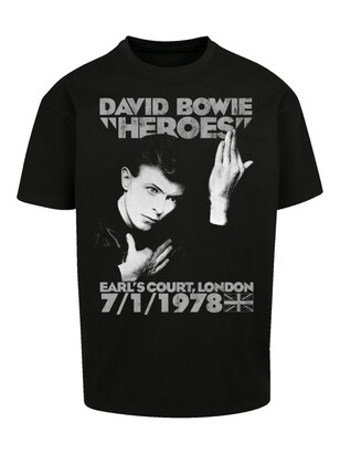 F4NT4STIC Shirt ‘David Bowie Earls Court Heroes’ Grijs gemêleerd / Zwart