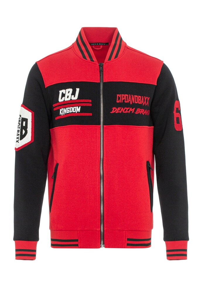 CIPO & BAXX Sweatjacke Herren Größe XL rot / schwarz
