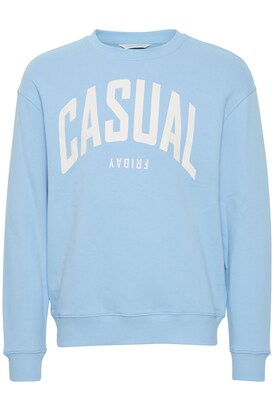 casual friday Sweatshirt ‘Sage’ Lichtblauw / Wit