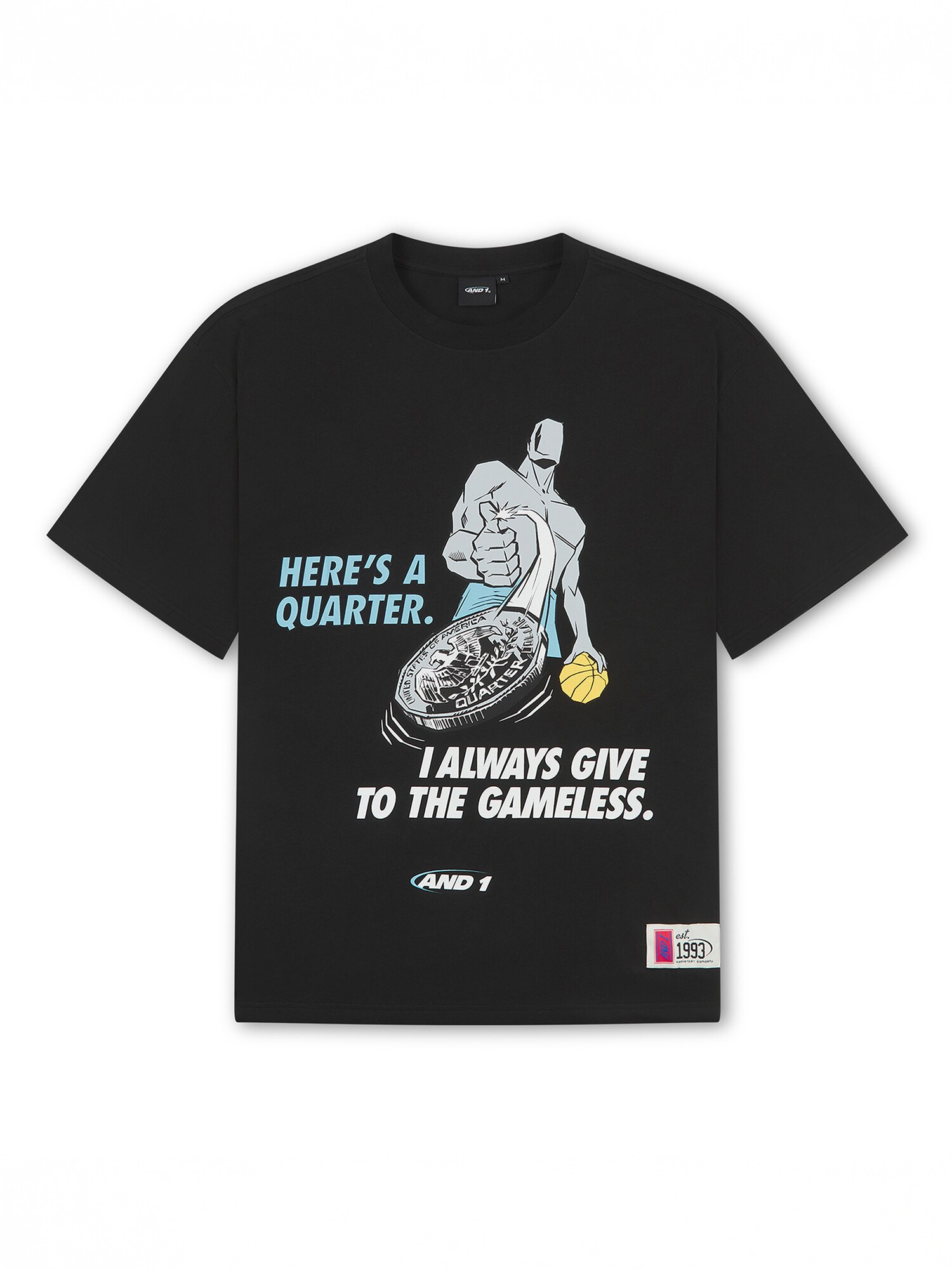 AND1 Tricou 'Gameless Trash Talk'  azur / gri deschis / negru / alb