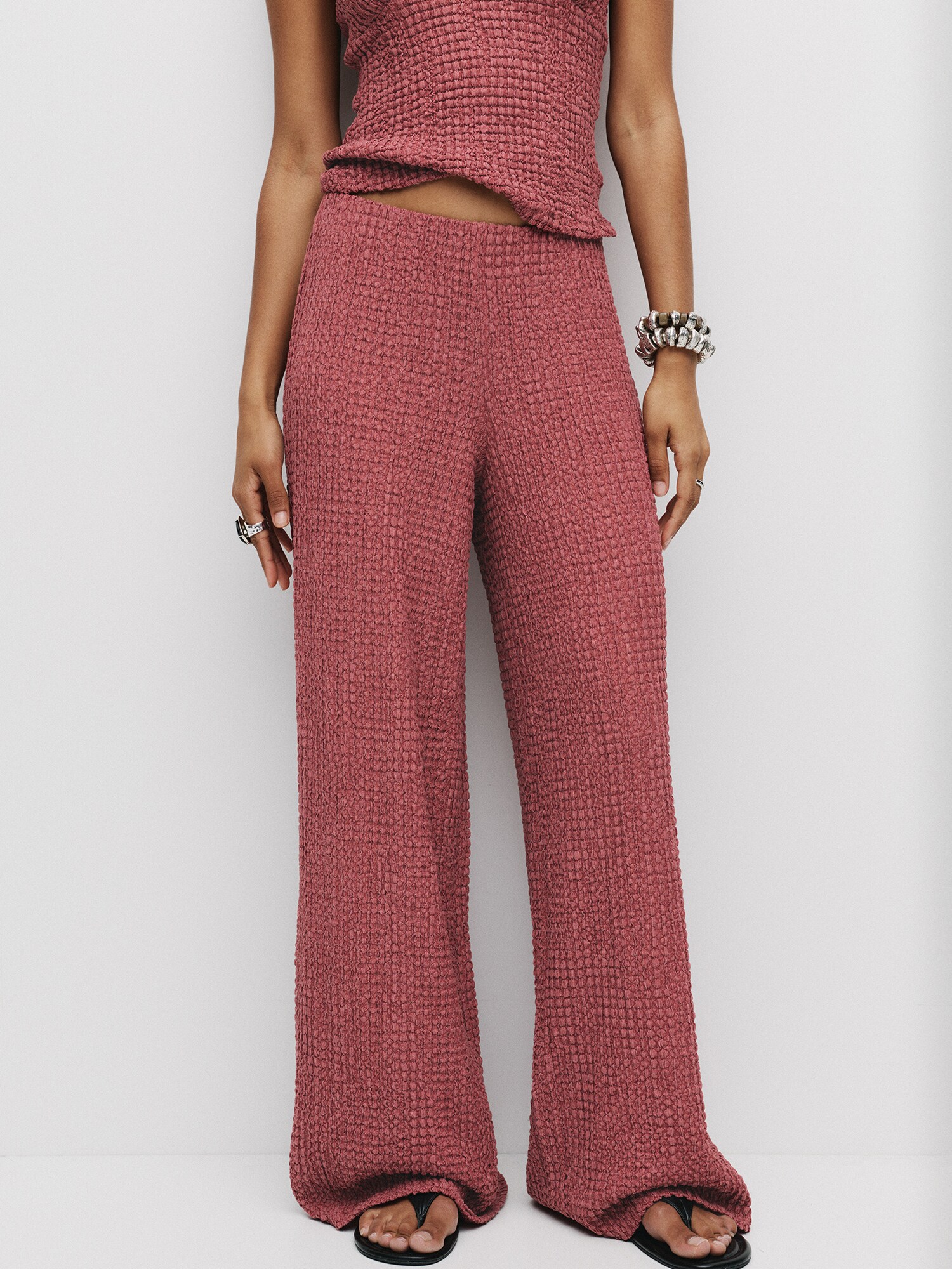 Pull&Bear Nadrág  burgundi vörös termék 2. képe
