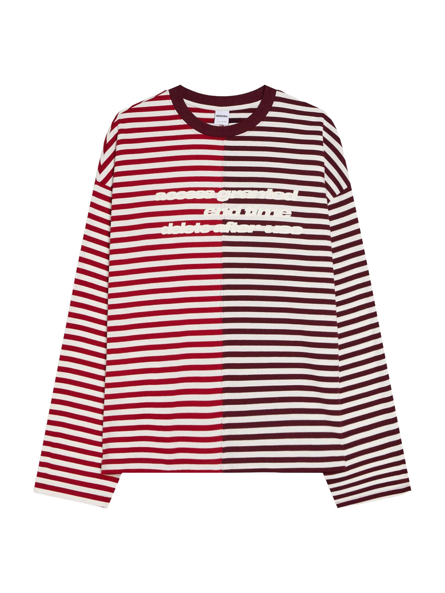 Bershka Tricou  rubiniu / roșu intens / alb