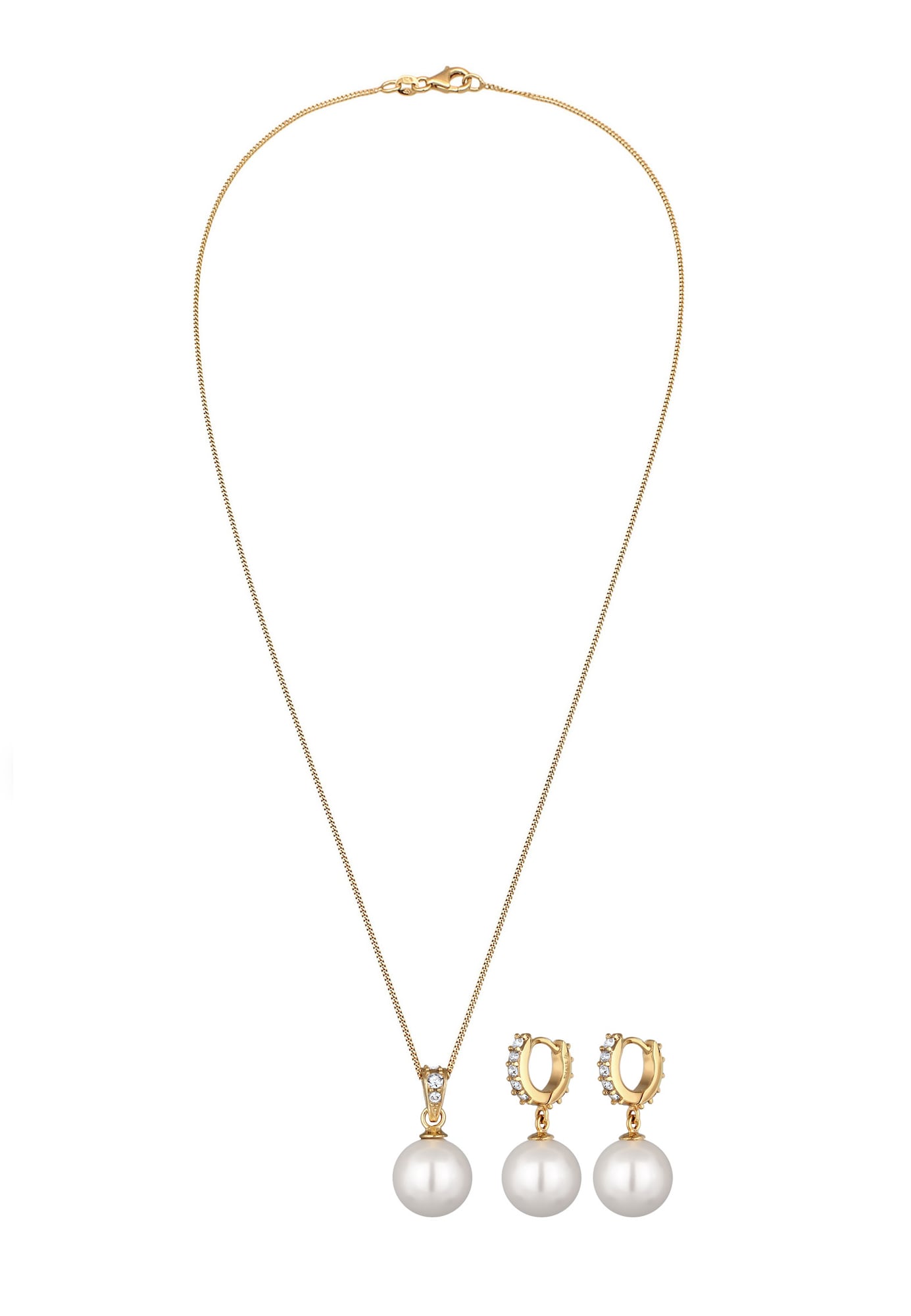 ELLI Set de bijuterii Perle  auriu / alb perlat