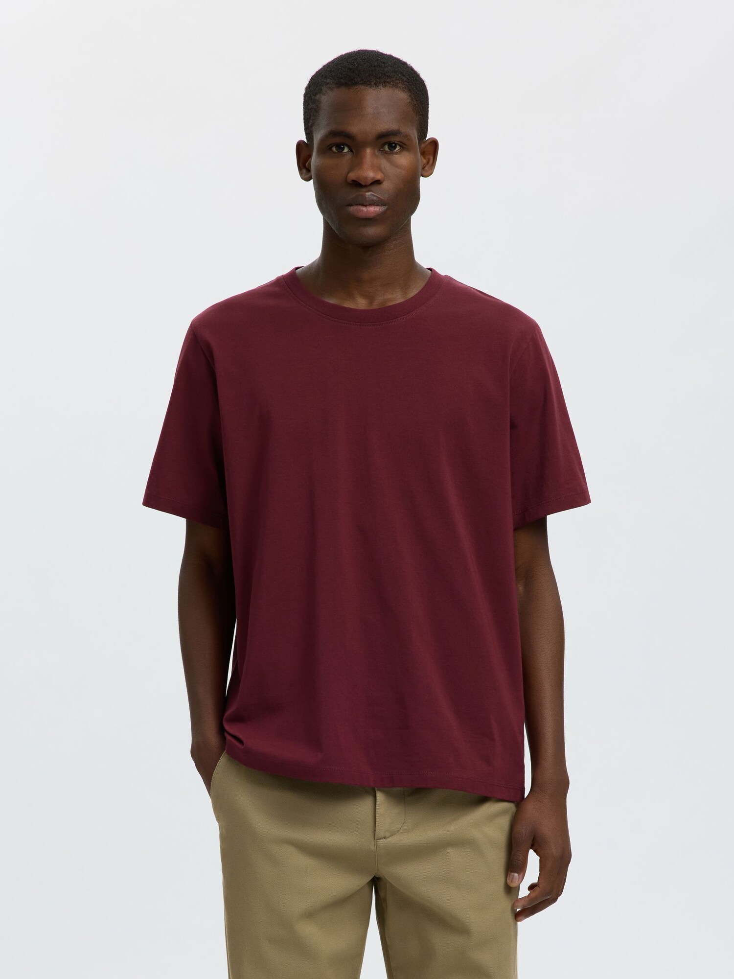 SELECTED Camiseta 'Aspen'  rojo oscuro
