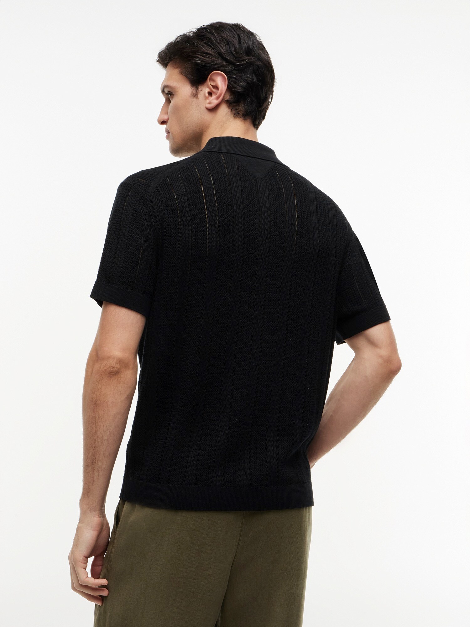 TOMMY HILFIGER Cárdigan 'Relaxed Pointelle Short Sleeve With'  negro – imagen 3