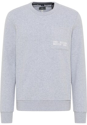 DreiMaster Maritim Sweatshirt ‘Bridgeport’ Grijs gemêleerd / Wit