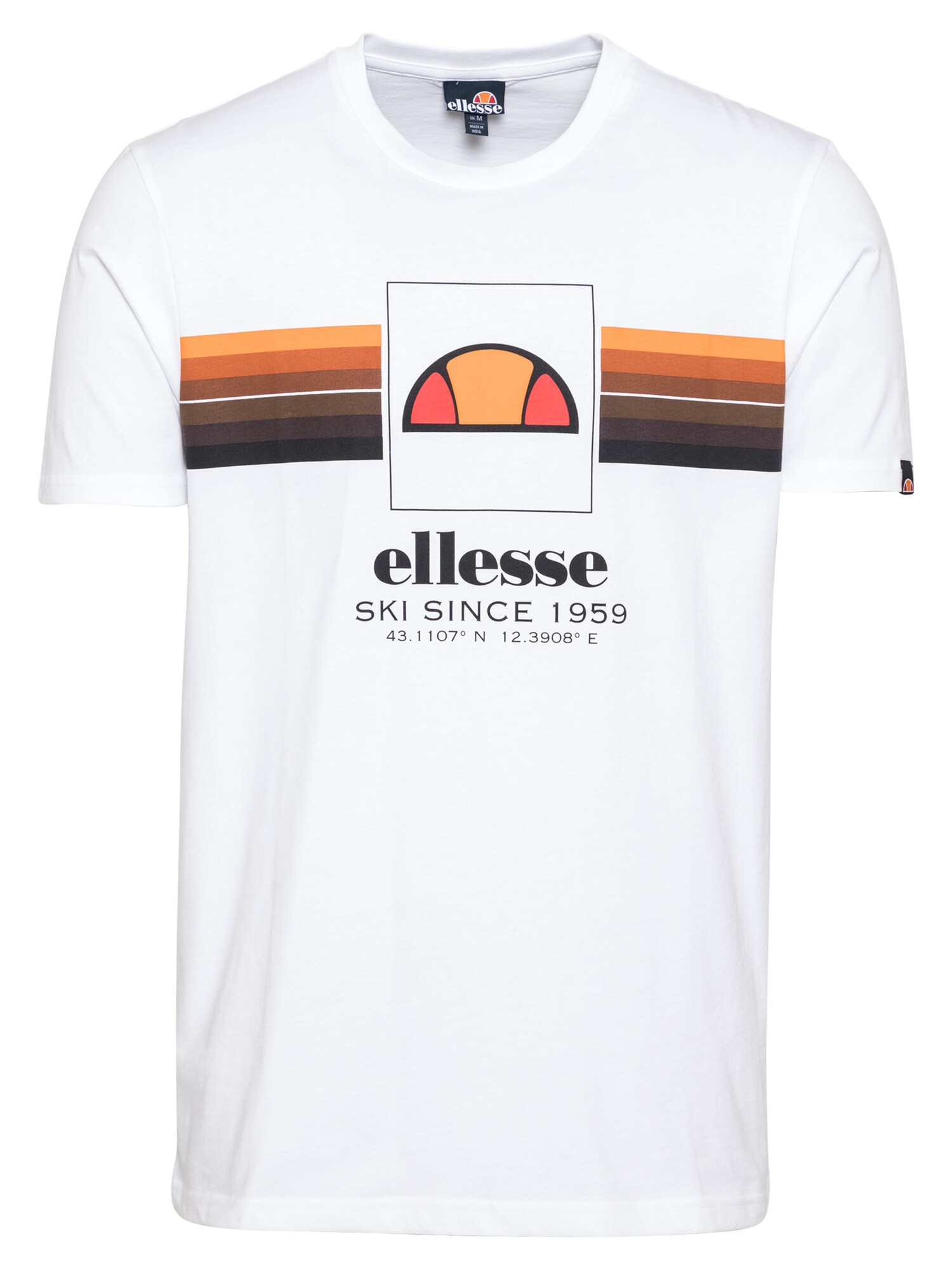 ELLESSE Marškinėliai 'Colo'  balta / pastelinė oranžinė / juoda / ruda / lašišų spalva